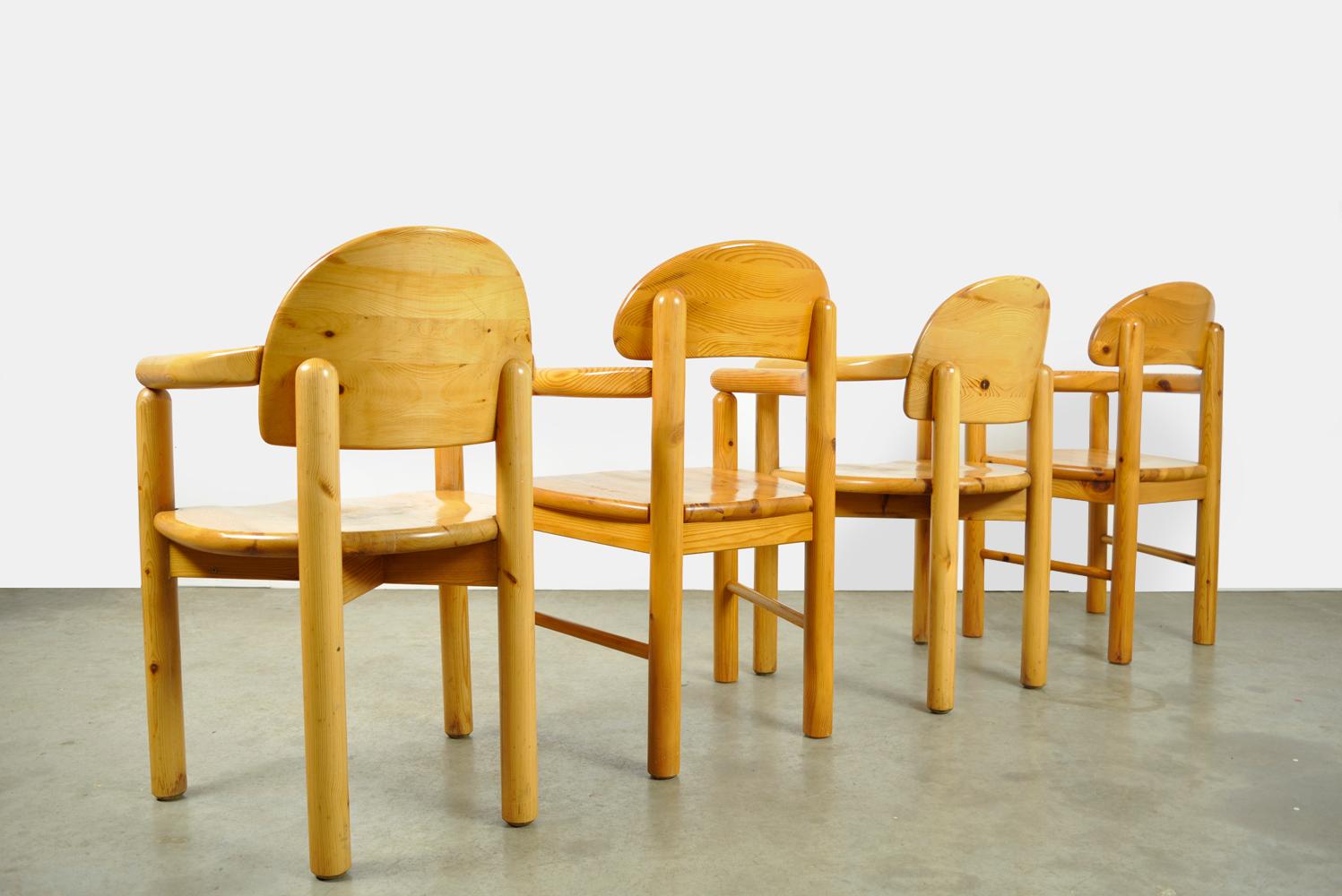 Scandinavian Modern 2×2 Vintage Pine Dining Chairs by Rainer Daumiller for Hirtshals Sawmills, 1970s For Sale