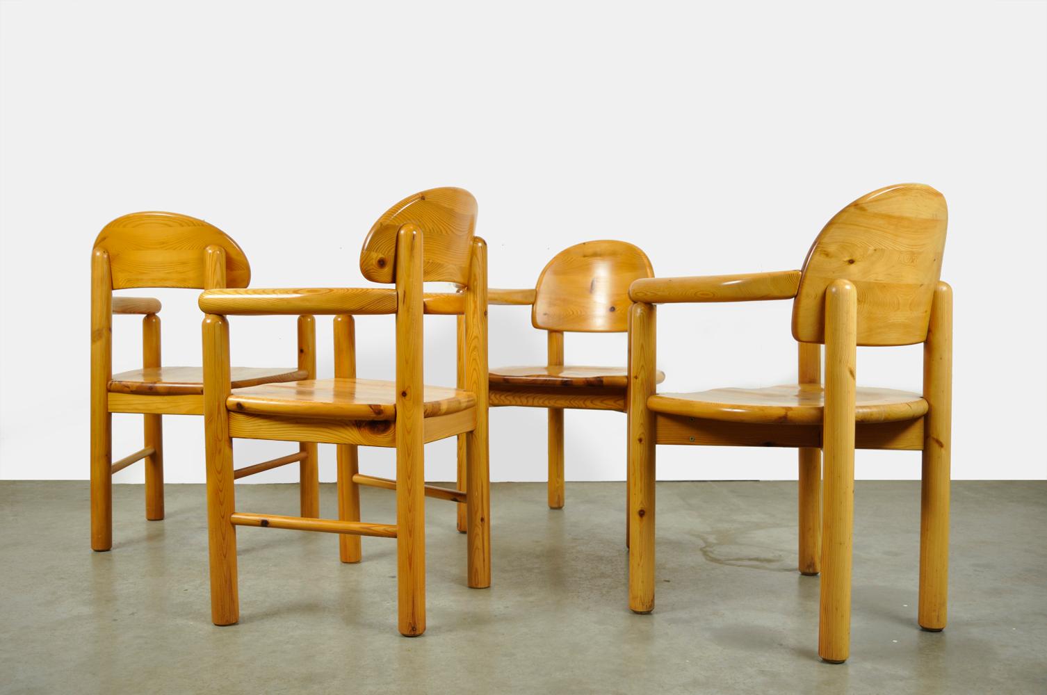 2×2 Vintage Pine Dining Chairs by Rainer Daumiller for Hirtshals Sawmills, 1970s For Sale 1