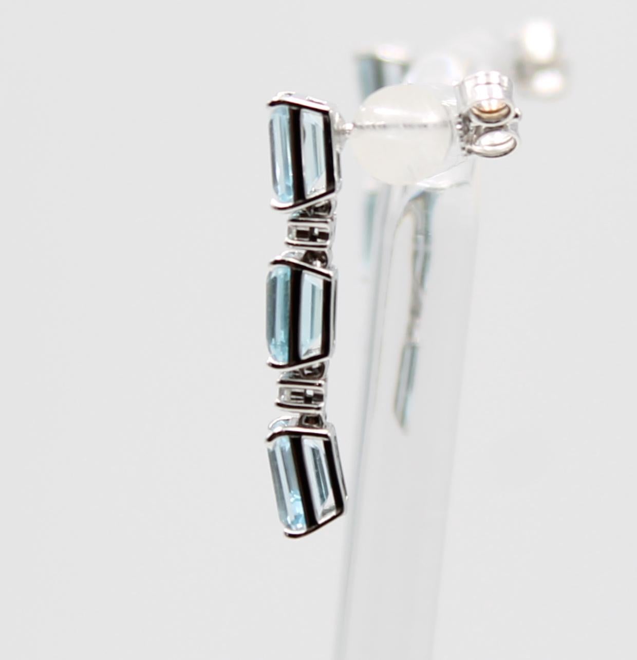 22.0 Aquamarine Diamond White Gold Earrings In New Condition For Sale In Roma, RM