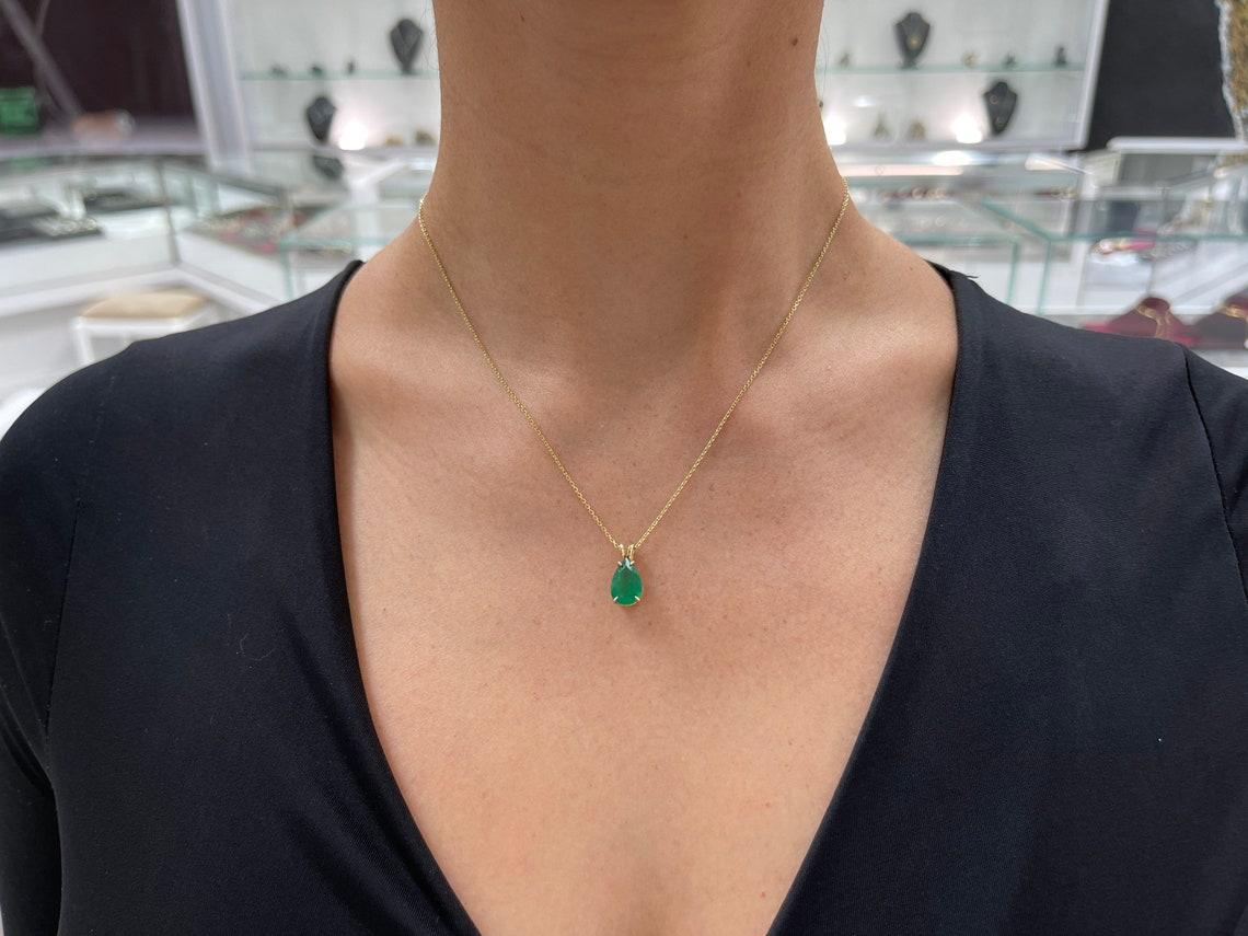 14k gold emerald necklace