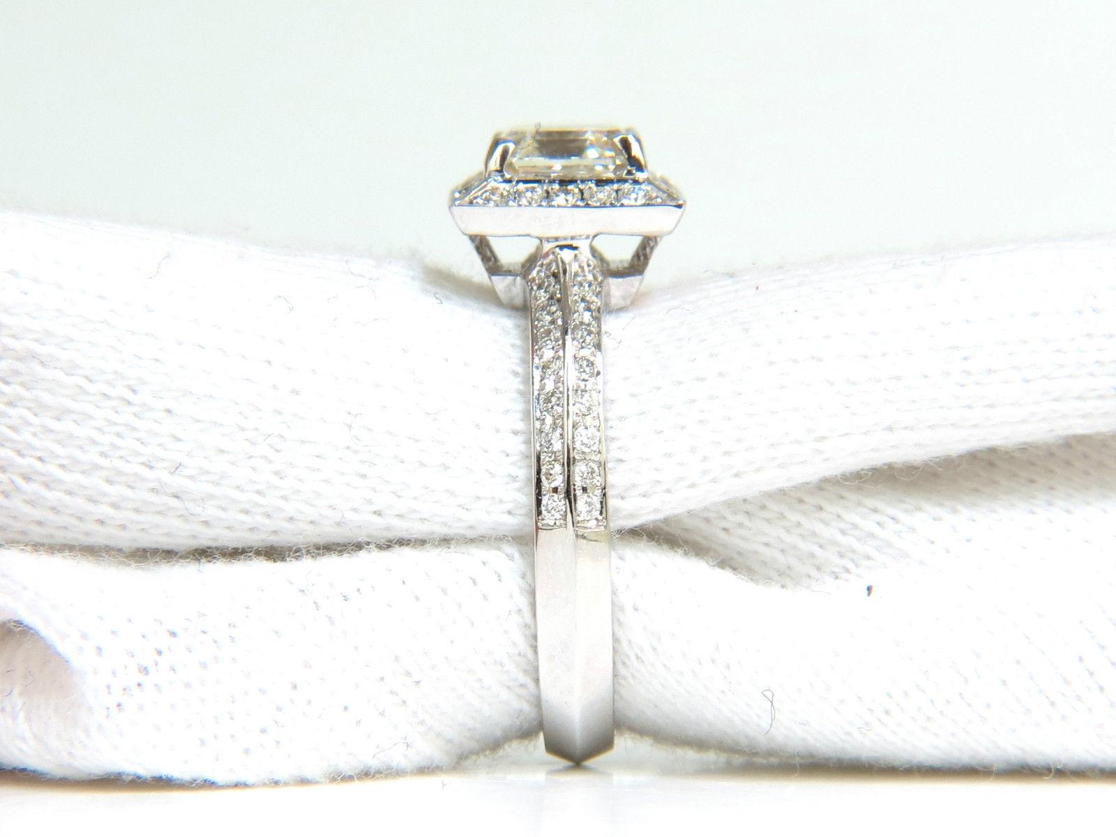 2.20 Carat Asscher Cut Diamond Ring Halo Knife Edge 14 Karat Best In New Condition For Sale In New York, NY