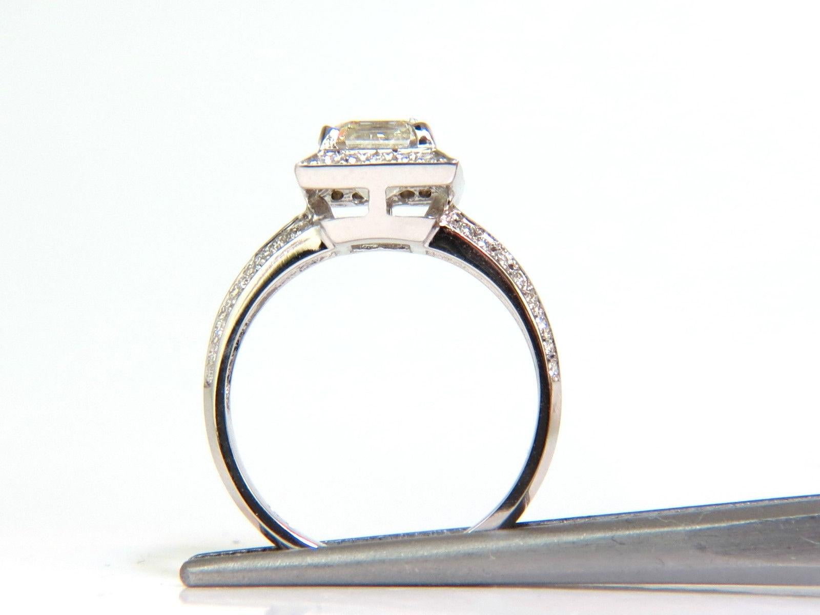 Women's or Men's 2.20 Carat Asscher Cut Diamond Ring Halo Knife Edge 14 Karat Best For Sale