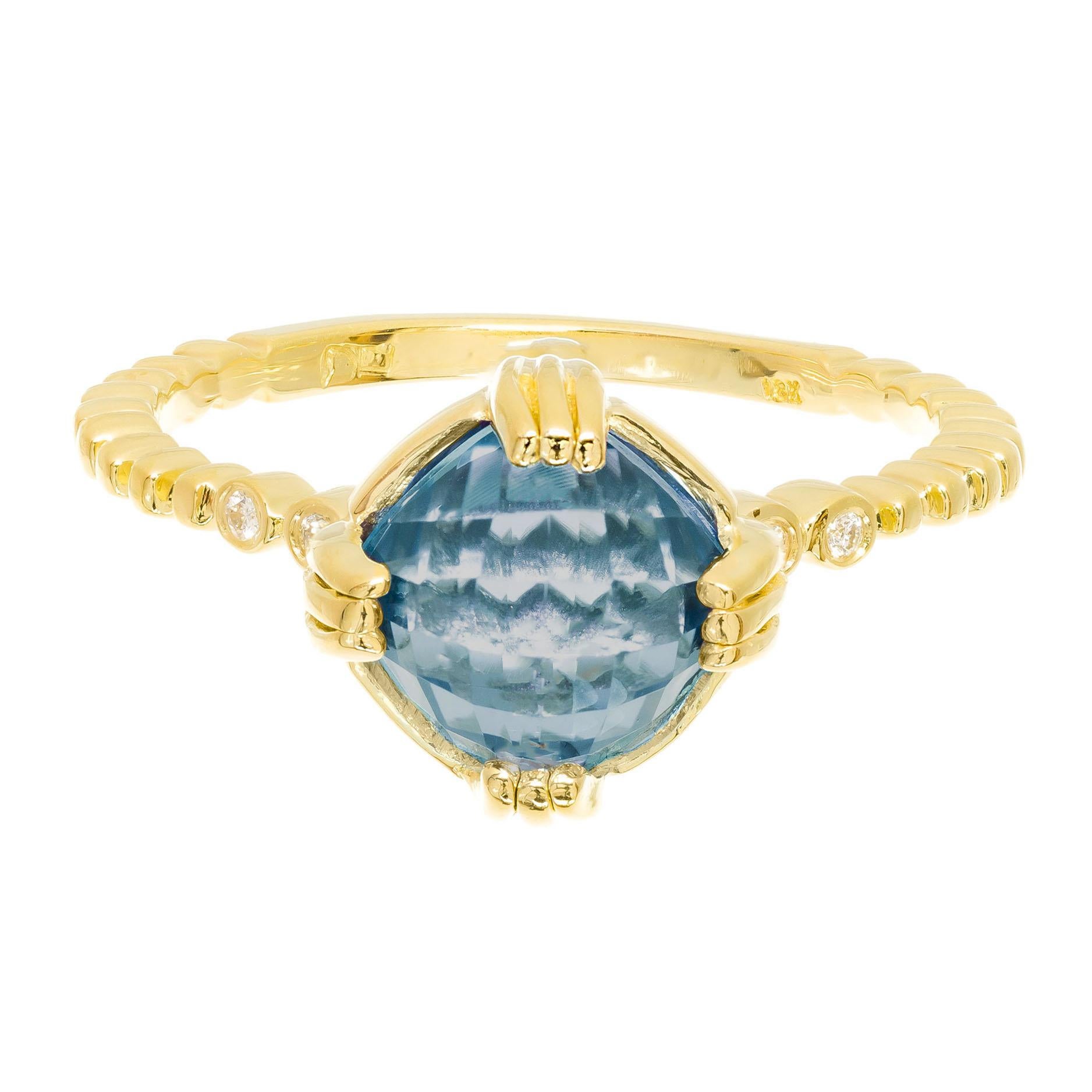 Women's 2.20 Carat Blue Topaz Amethyst Diamond Yellow Gold Ring For Sale
