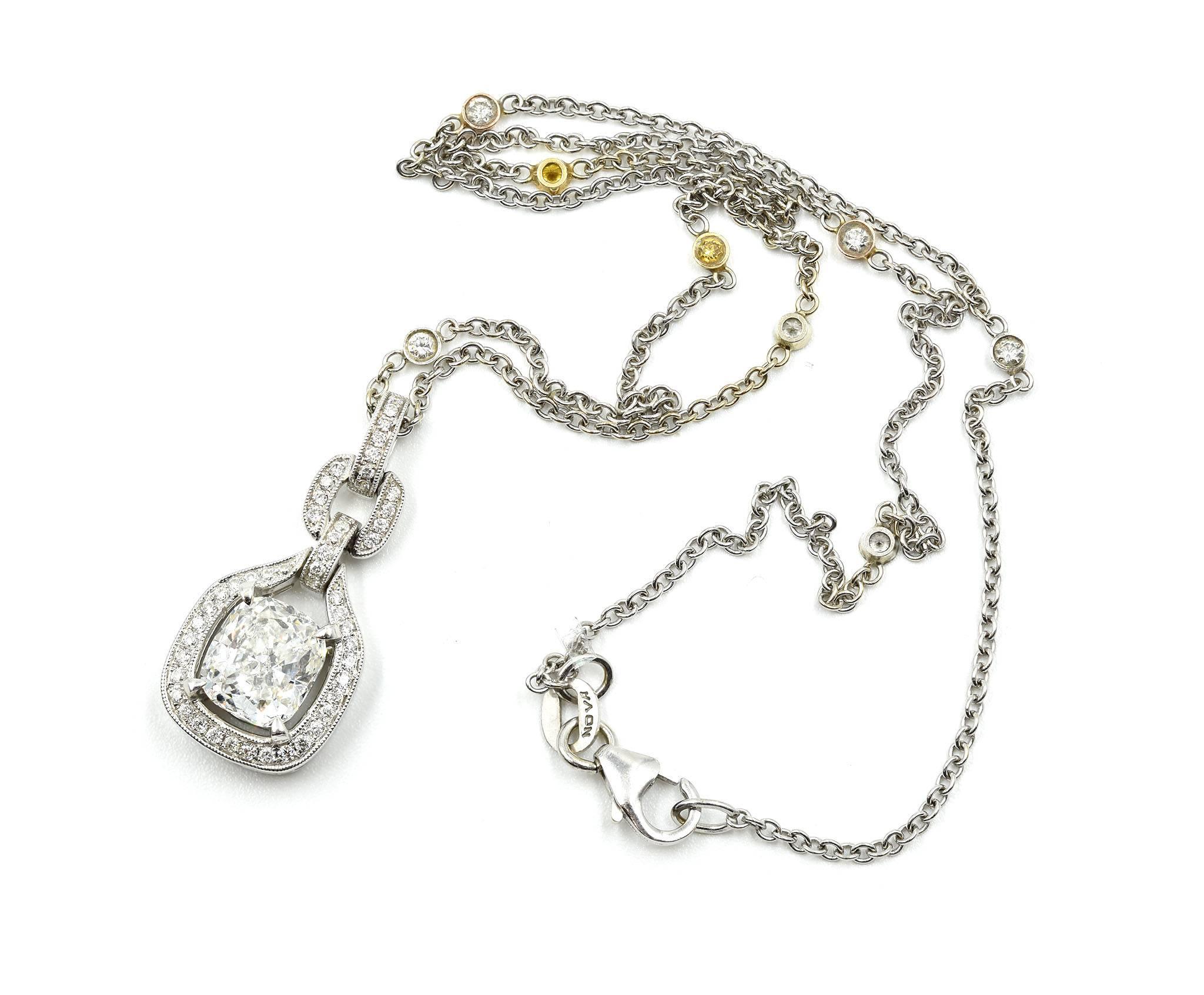 cushion cut diamond pendant necklace