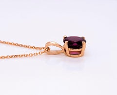 2.20 Carat Deep Wine Rhodolite Garnet Pendant in 14kt Rose Gold