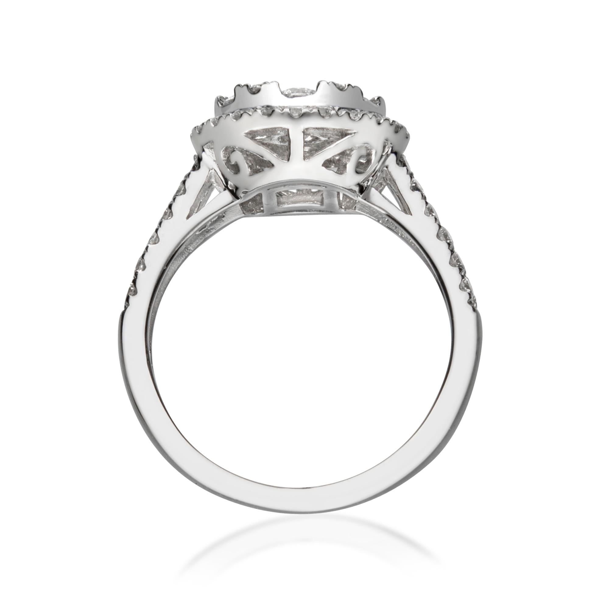 Art Deco 2.20 Carat Diamond 18 Karat White Gold Cluster Engagement Ring