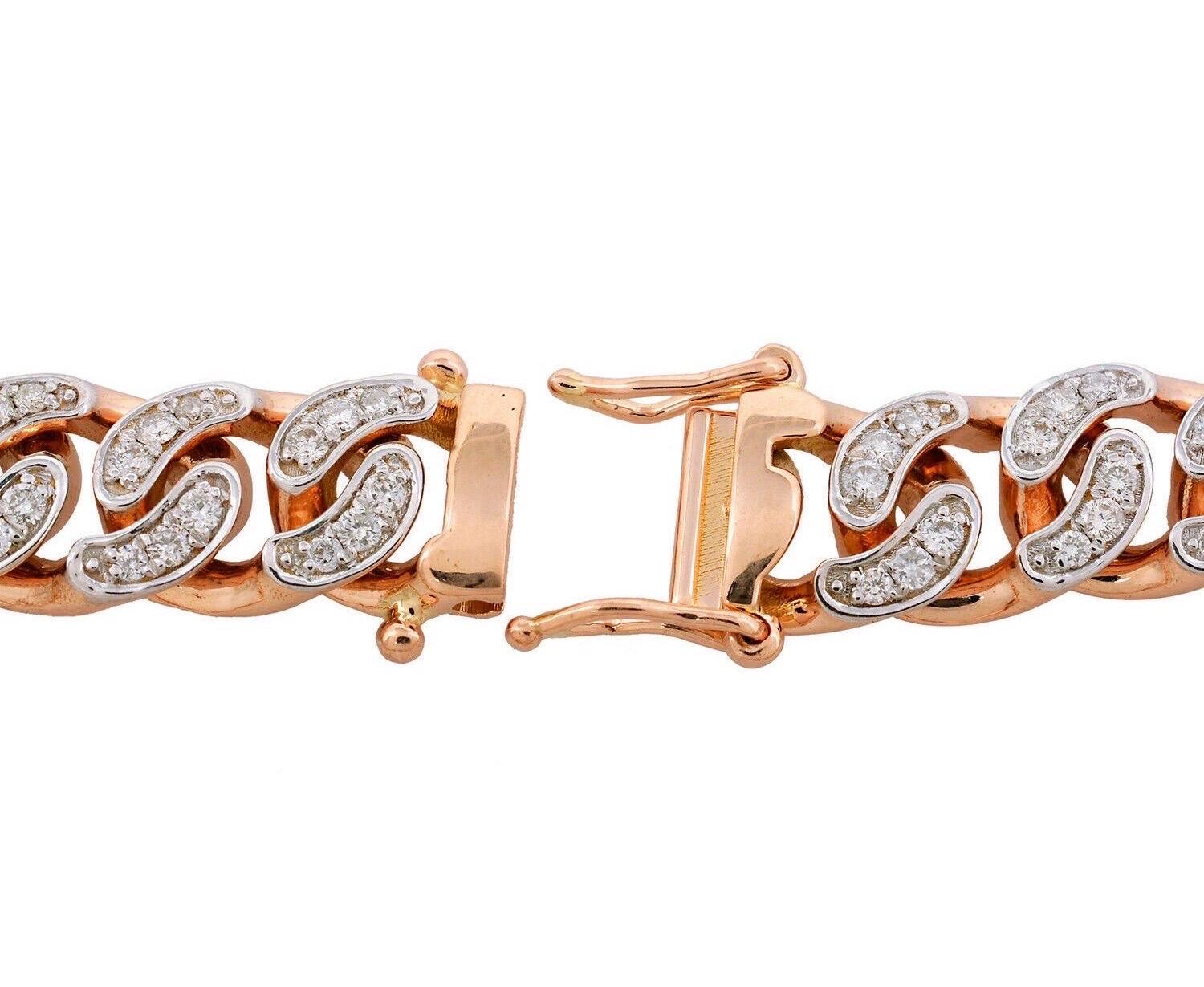 Cast from 18-karat rose gold, this link bracelet is hand set with 2.20 carats of sparkling diamonds. 
Available in yellow, rose and white gold. Bracelet Size 7 inches.

FOLLOW MEGHNA JEWELS storefront to view the latest collection & exclusive