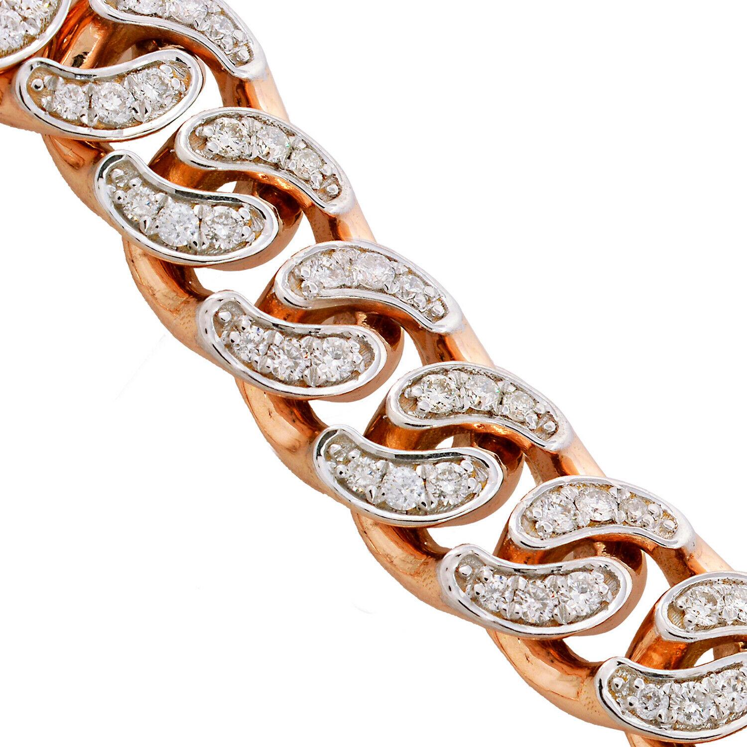 2,20 Karat Diamant Kettengliederarmband aus 18 Karat Roségold (Moderne) im Angebot