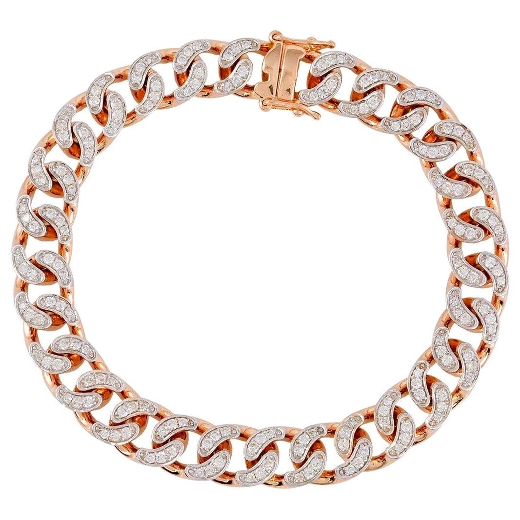 2,20 Karat Diamant Kettengliederarmband aus 18 Karat Roségold im Angebot