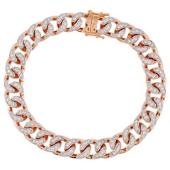 2.20 Carat Diamond Chain Link 18 Karat Rose Gold Bracelet