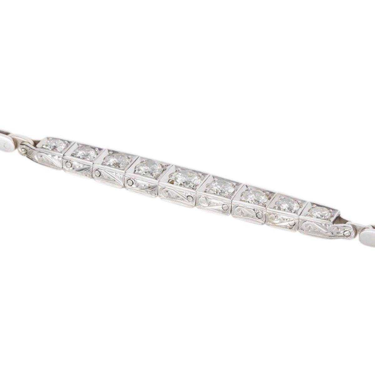 2.20 Carat Diamond Engraved Link Bracelet In Excellent Condition In QLD , AU