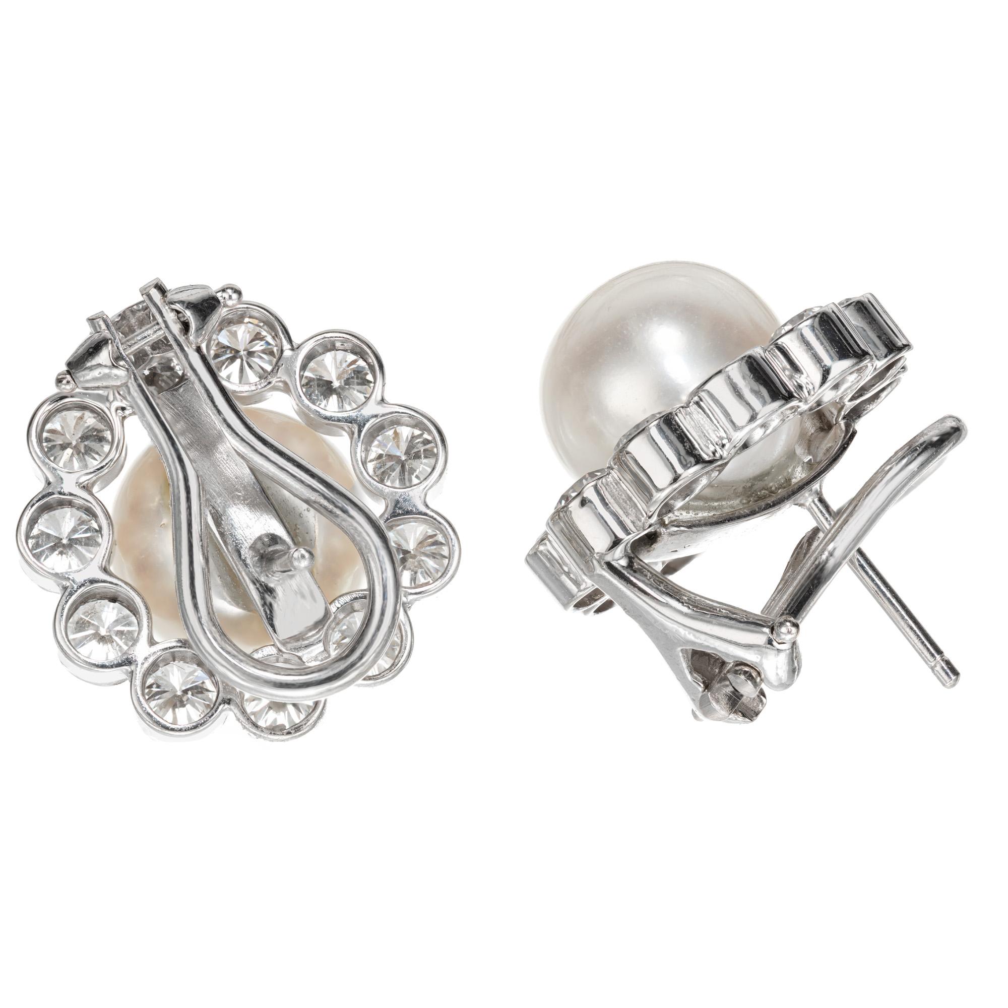 pearl earrings with diamond halo