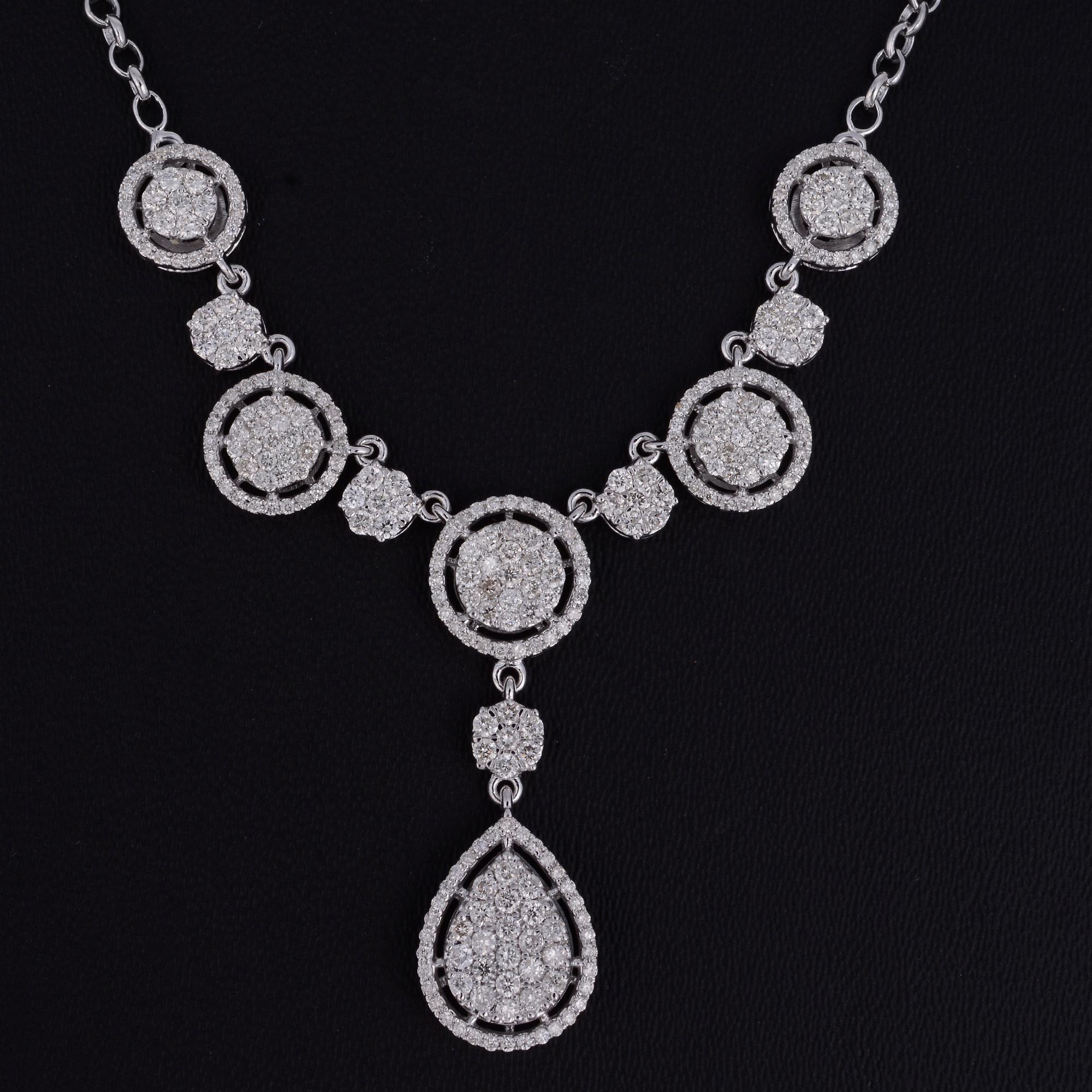 Modern 2.20 Carat Diamond Pave Charm Pendant Necklace 14 Karat White Gold Fine Jewelry For Sale