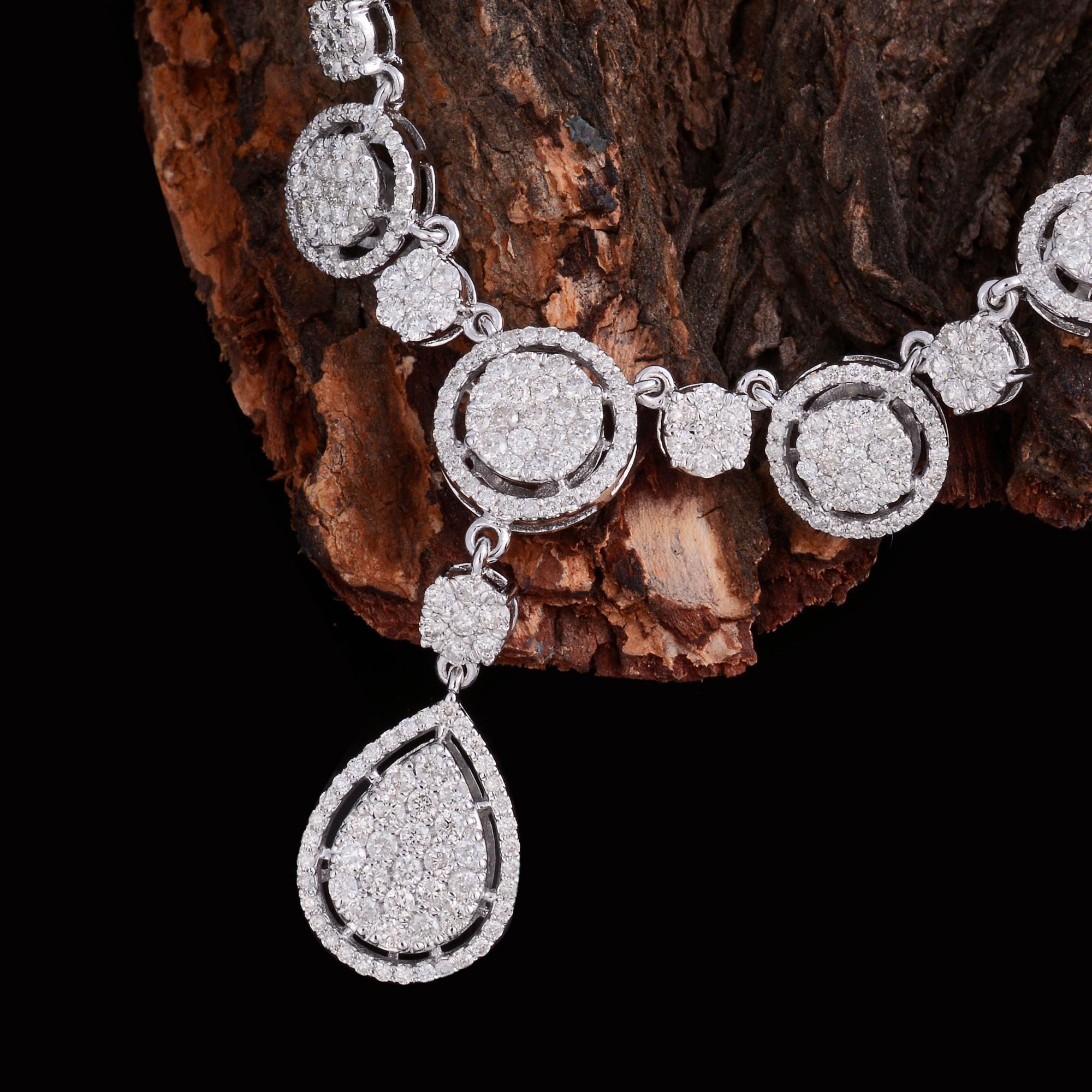 Round Cut 2.20 Carat Diamond Pave Charm Pendant Necklace 14 Karat White Gold Fine Jewelry For Sale