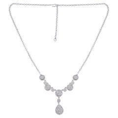 Collier pendentif à breloque en or blanc 14 carats avec diamants pavés de 2,20 carats