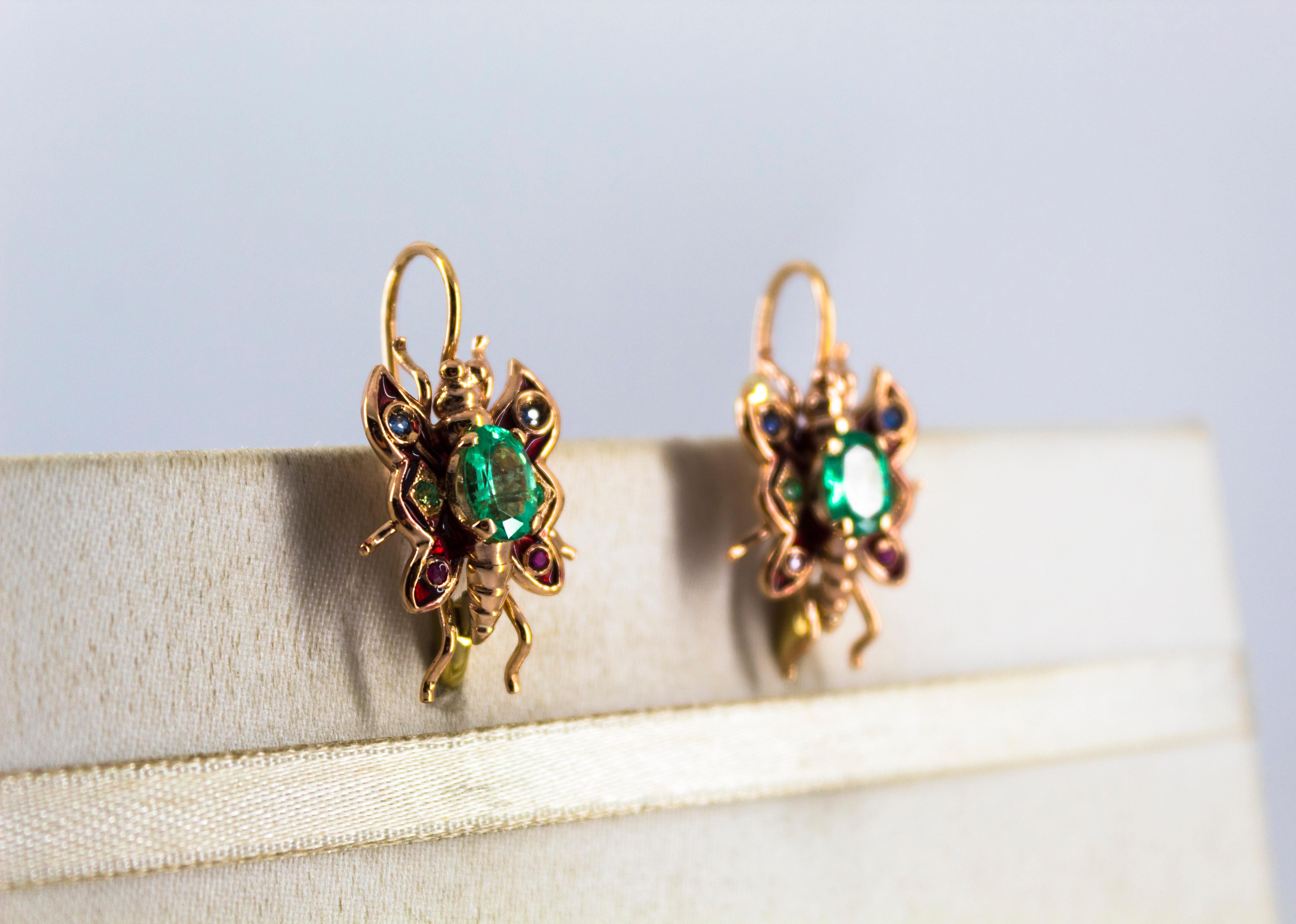emerald butterfly earrings