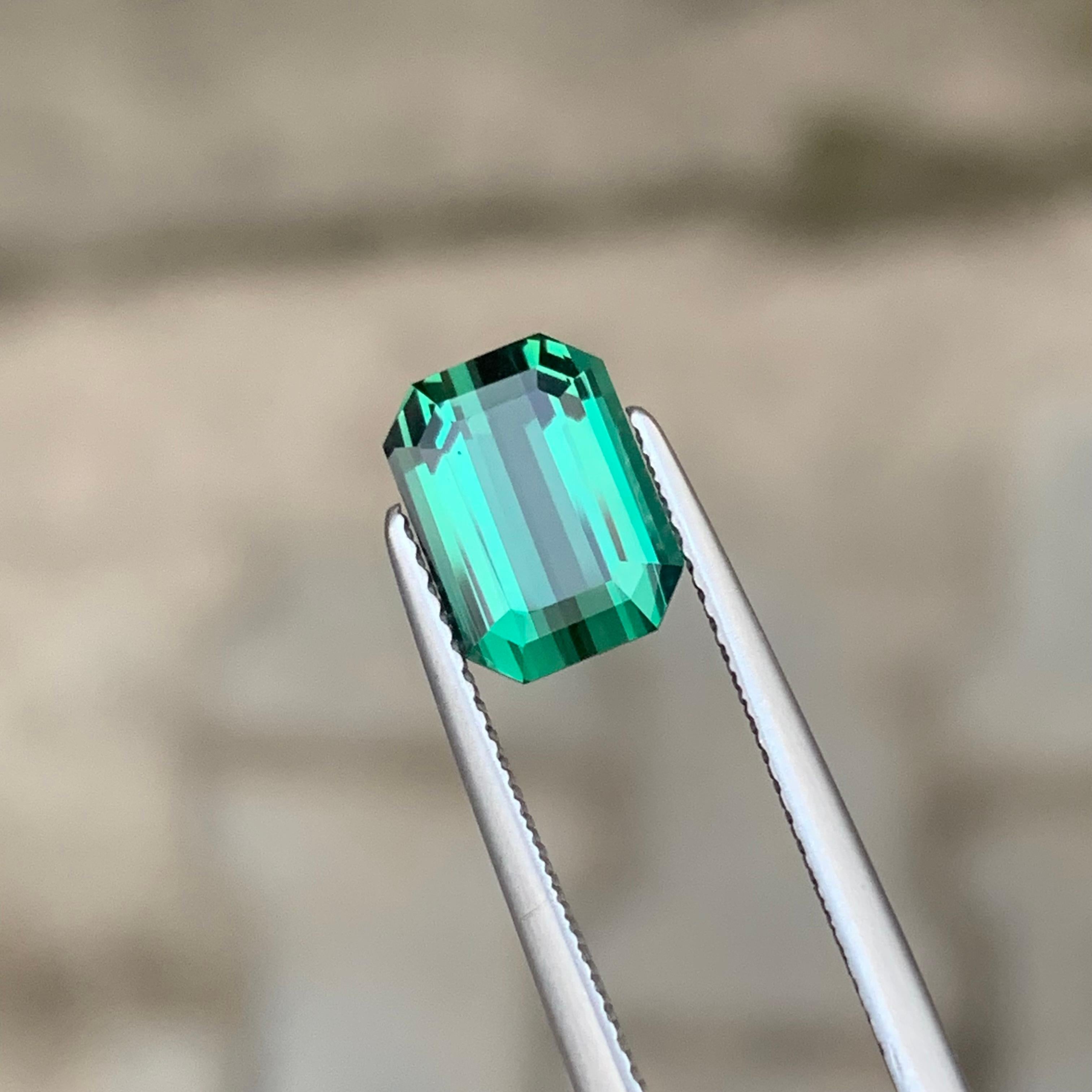 Arts and Crafts 2.20 Carat Loose Lagoon Tourmaline Emerald Shape Gemstone Available for Sell For Sale