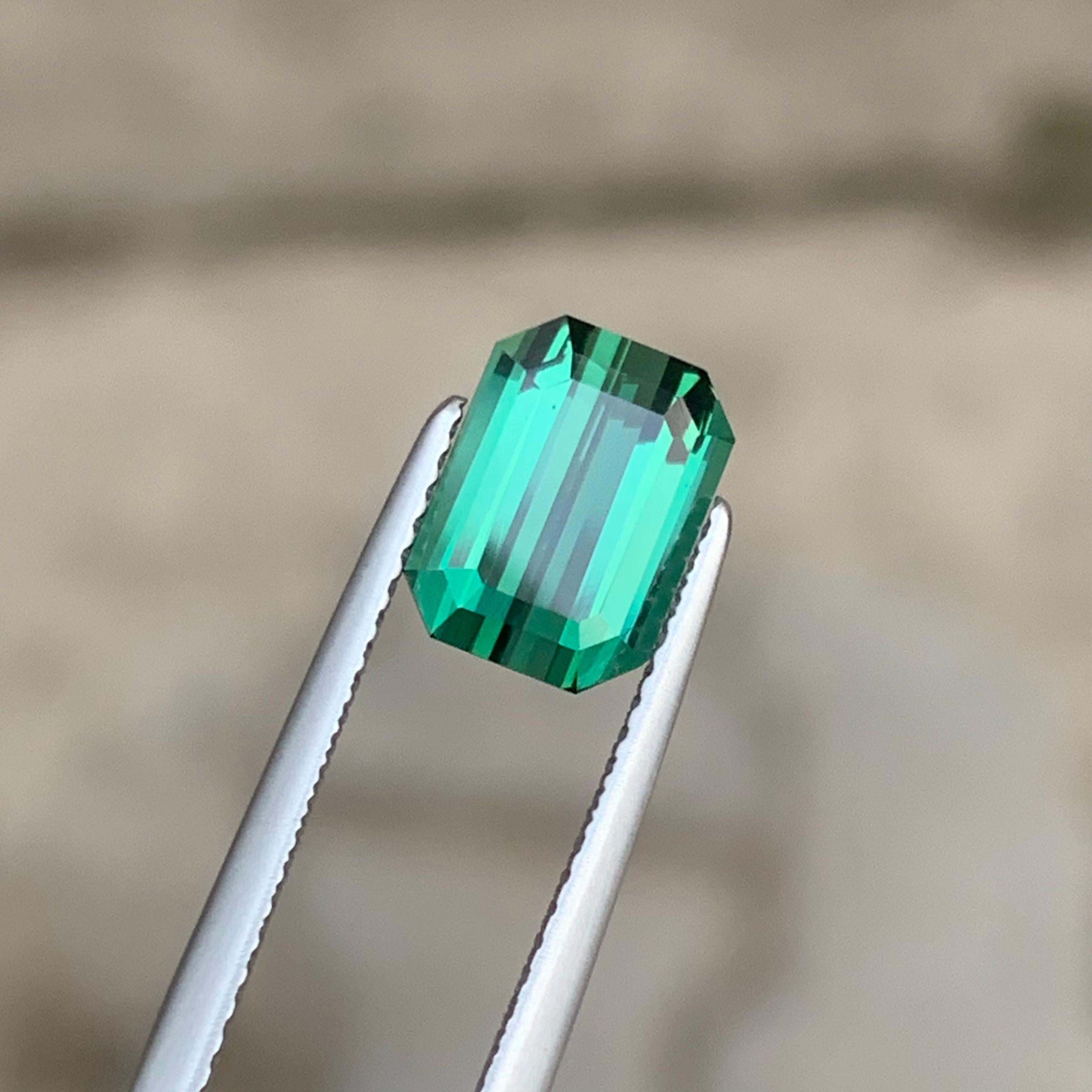 Women's or Men's 2.20 Carat Loose Lagoon Tourmaline Emerald Shape Gemstone Available for Sell For Sale