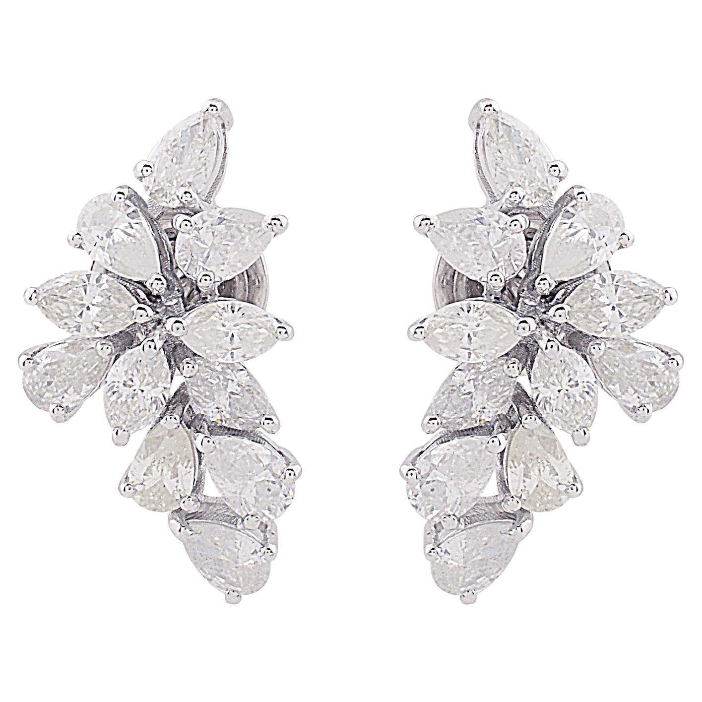 SI Clarity HI Color Marquise & Pear Diamond Stud Earrings 10k White Gold Jewelry en vente