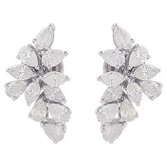 SI Clarity HI Color Marquise & Pear Diamond Stud Earrings 10k White Gold Jewelry