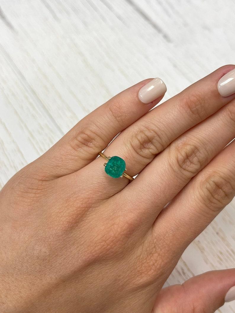 2.20 Carat Medium Dark Green Colombian Emerald - Cushion Cut May Birthstone Gem For Sale 3
