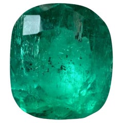 2.20 Carat Medium Dark Green Colombian Emerald - Cushion Cut May Birthstone Gem