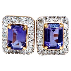 2.20 Carat Natural Amethyst Diamond Stud Earrings 14 Karat