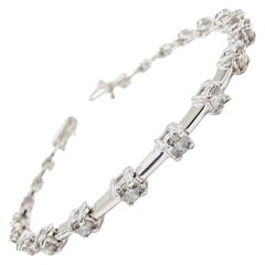 PRICED WHOLESALE, 2.20 Carat Natural Diamond Bar Bracelet 14 Karat White Gold