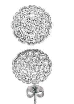 2,20 Karat natürliche Diamant-Cluster-Ohrringe G SI 14 Karat Weißgold