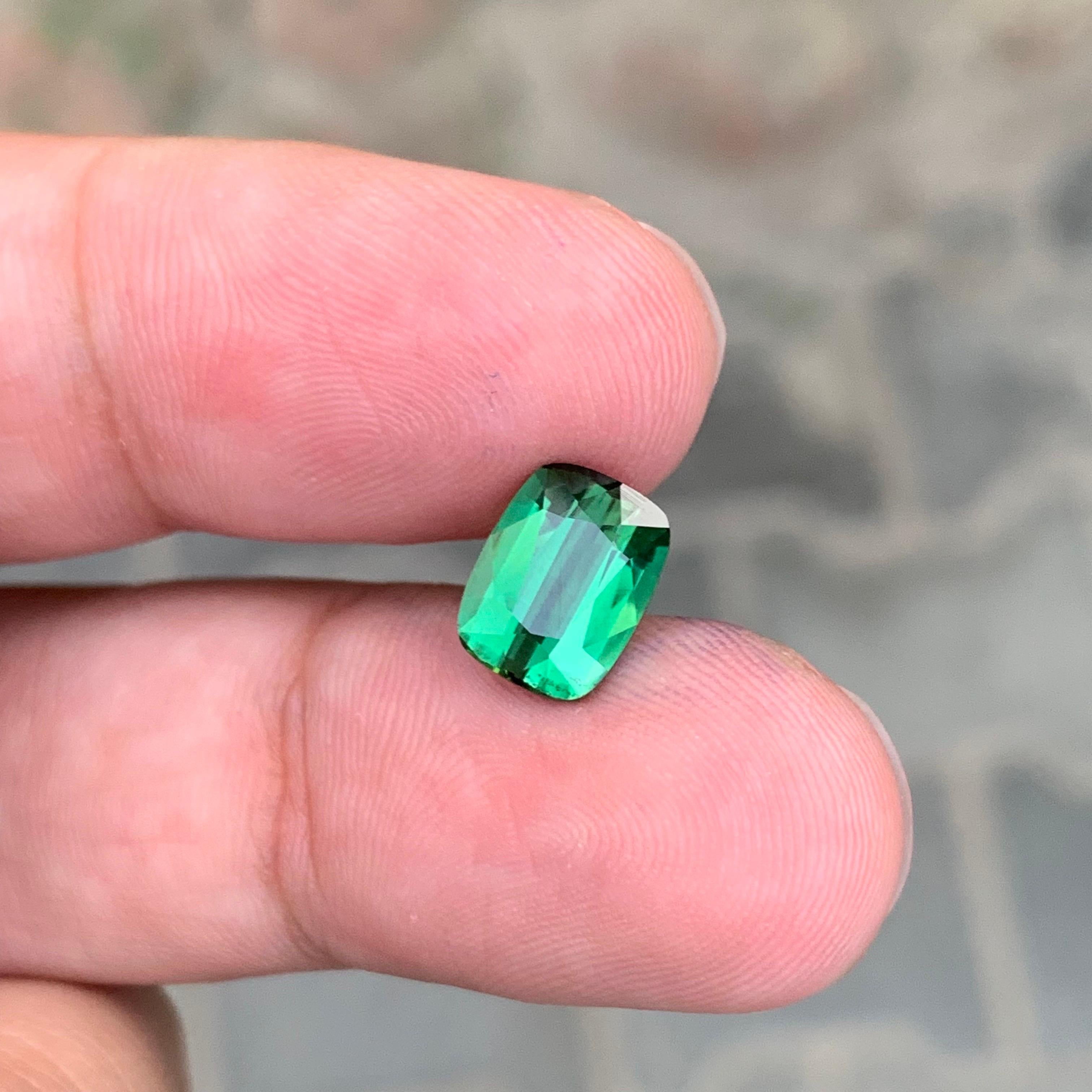 2.20 Carat Natural Green Blue Tourmaline Cushion Shape Loose Gemstone For Sale 4