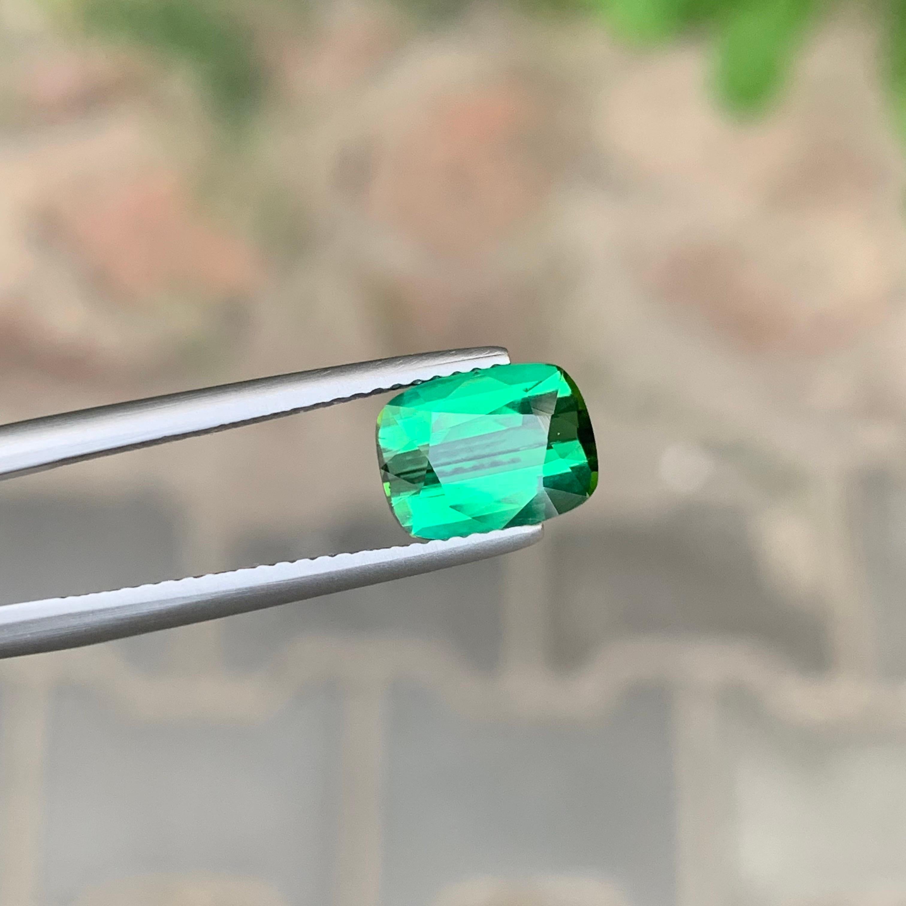 2.20 Carat Natural Green Blue Tourmaline Cushion Shape Loose Gemstone For Sale 6