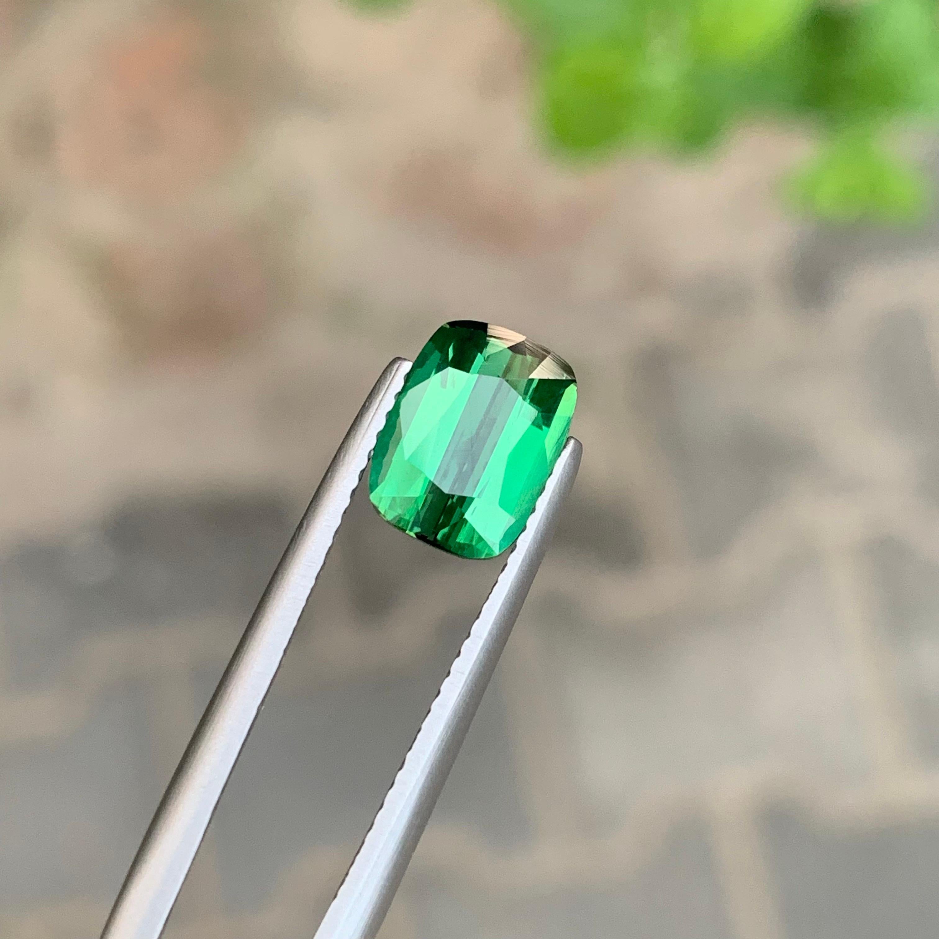 2.20 Carat Natural Green Blue Tourmaline Cushion Shape Loose Gemstone For Sale 8
