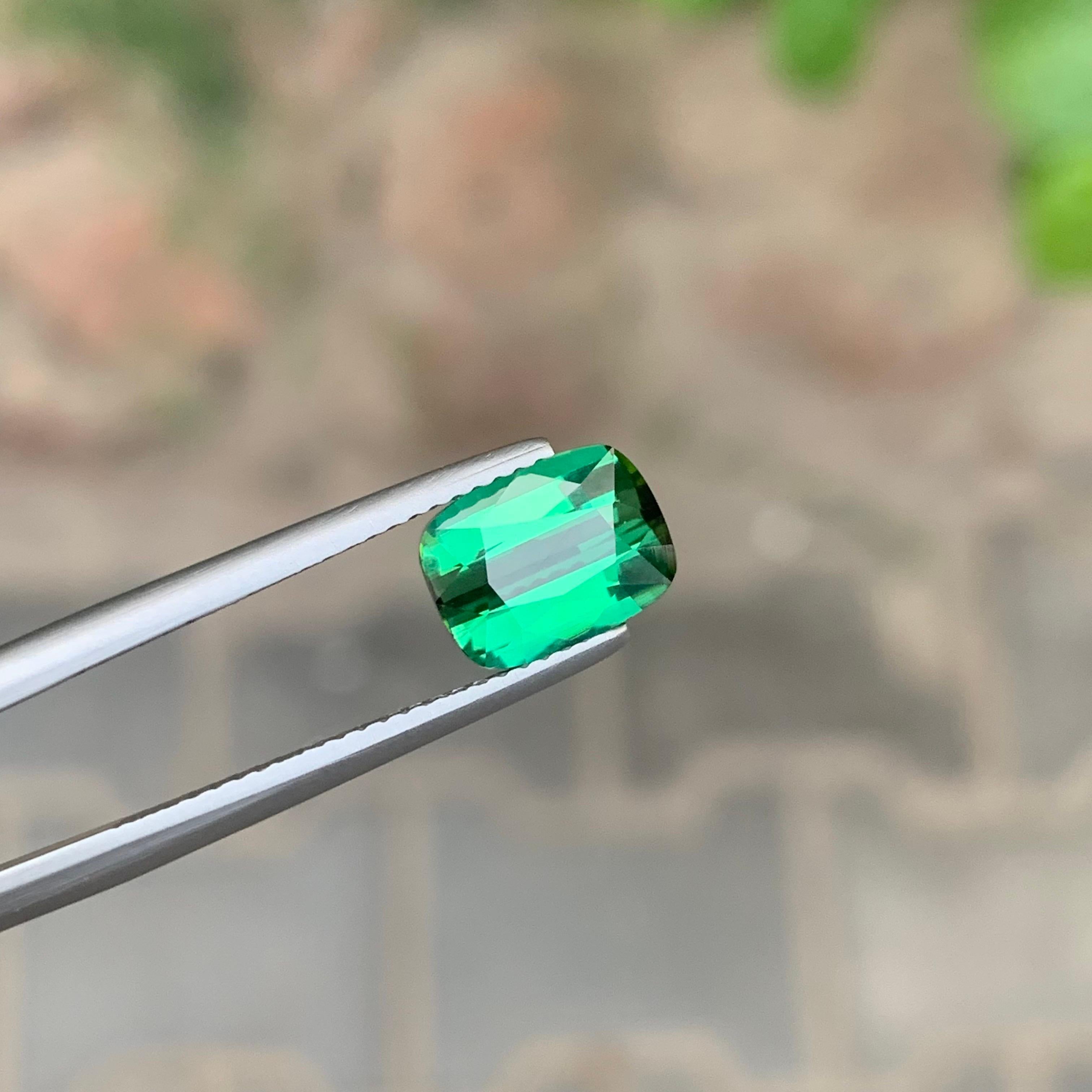 2.20 Carat Natural Green Blue Tourmaline Cushion Shape Loose Gemstone For Sale 9