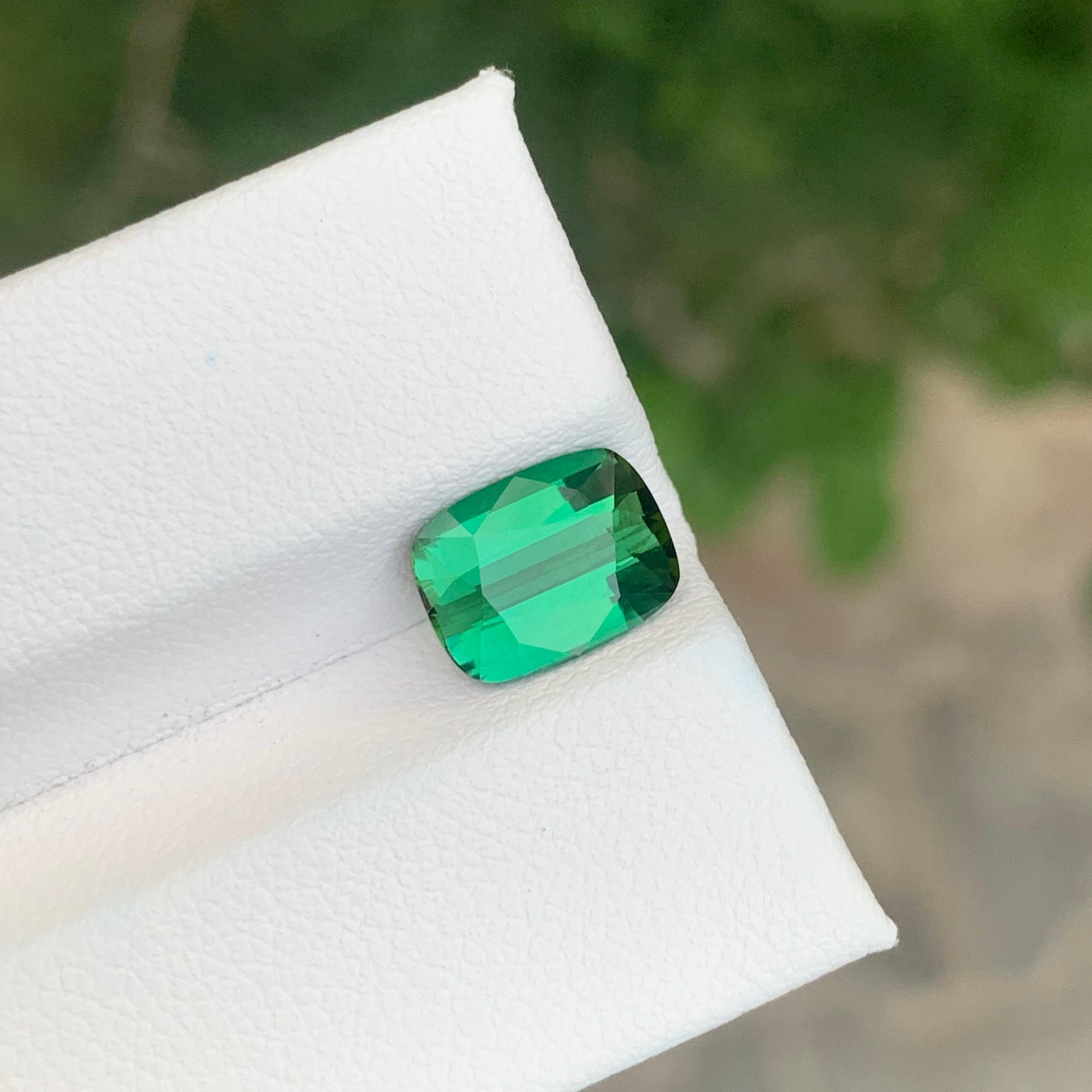 Arts and Crafts 2.20 Carat Natural Green Blue Tourmaline Cushion Shape Loose Gemstone For Sale