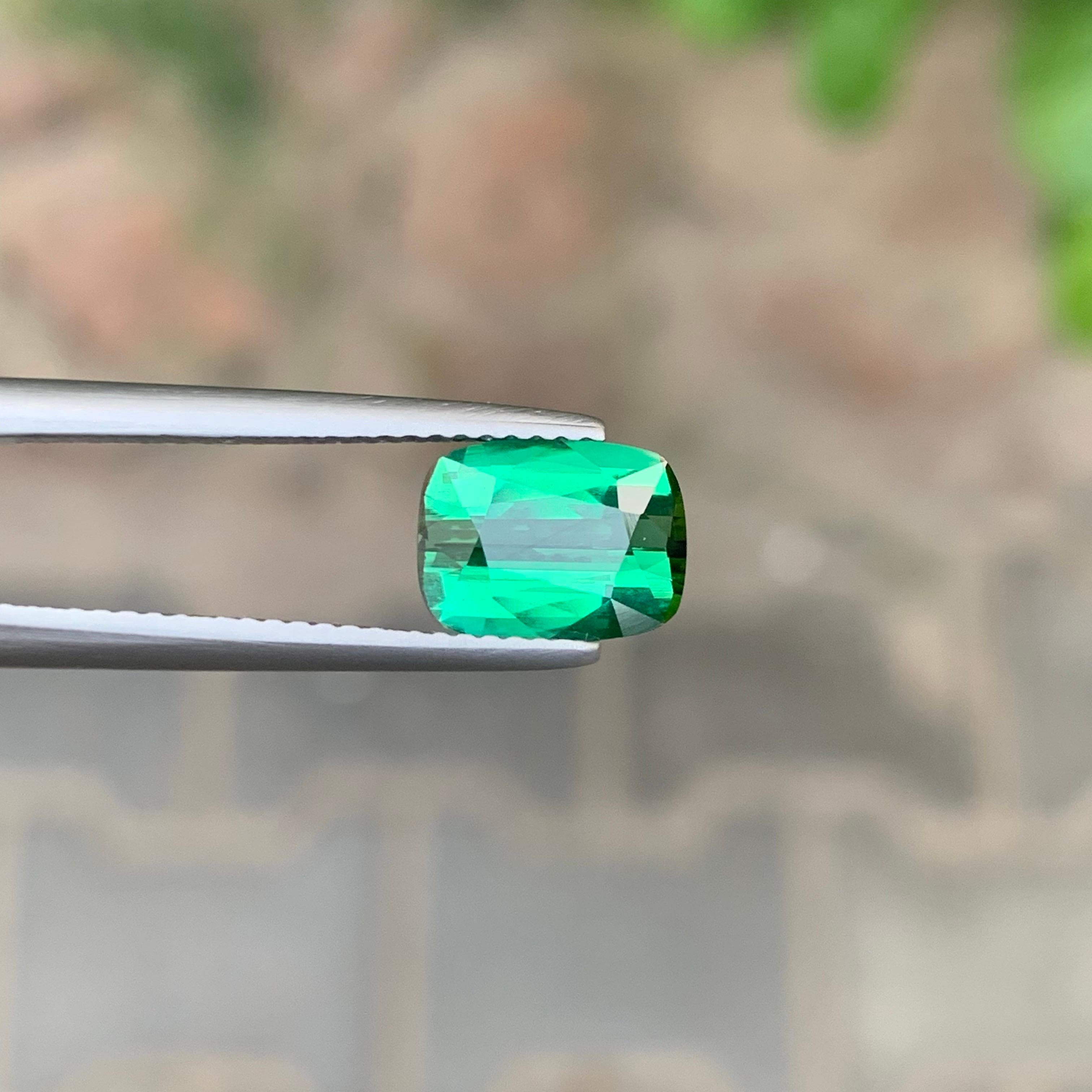 2.20 Carat Natural Green Blue Tourmaline Cushion Shape Loose Gemstone For Sale 1