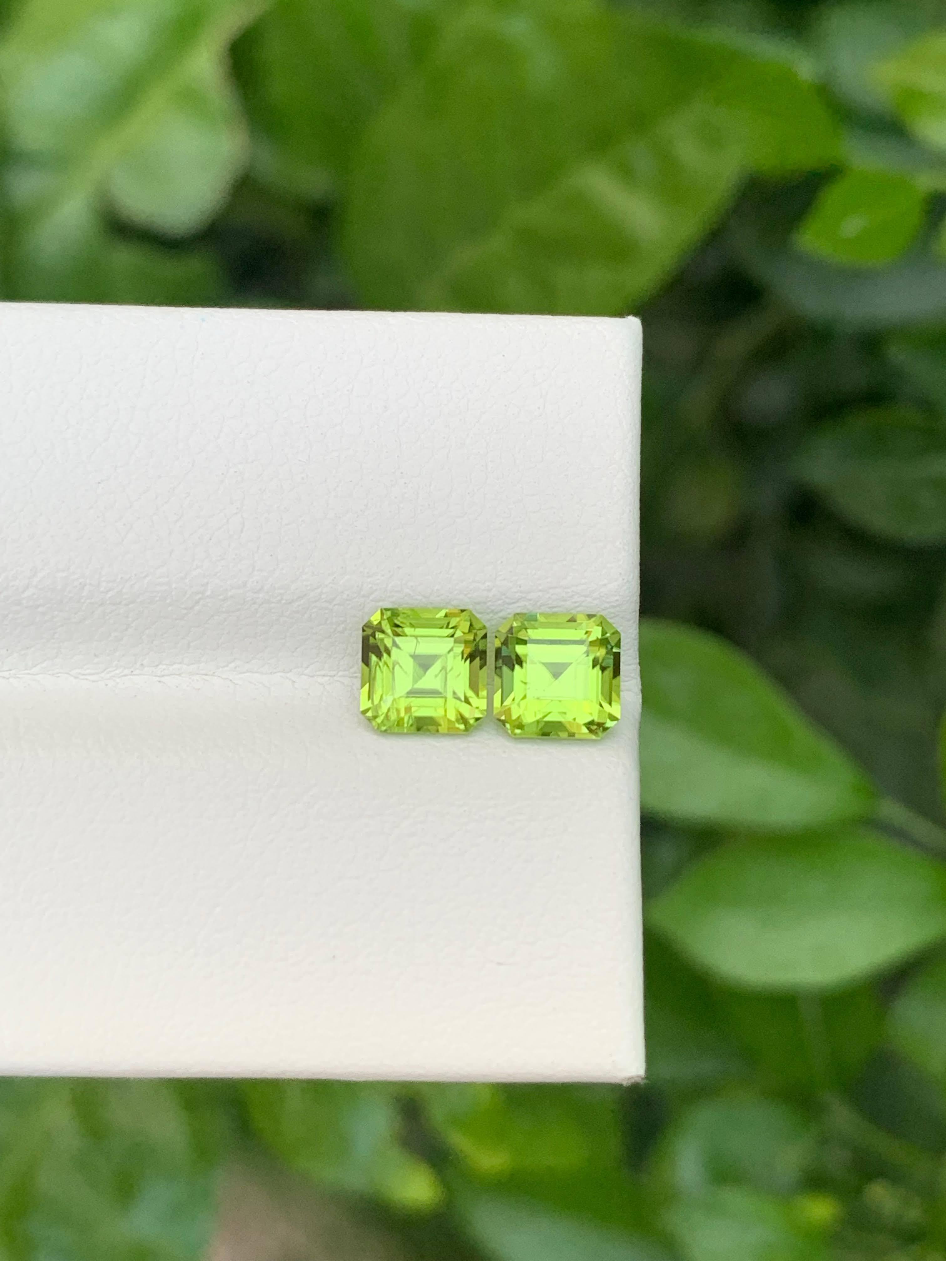 Weight 2.20 carat 
Dimensions 5.0x5.0x4.0 mm
Treatment None
Origin Pakistan 
Clarity VVS 
Shape Cut Asscher 




This 2.20 Carat Natural Loose Apple Green Peridot Pair is a lively and elegant gemstone set, sourced from the gem-rich mines of