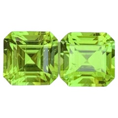 Gema paquistaní suelta de peridoto verde manzana de 2.20 quilates naturales, talla Asscher en pareja