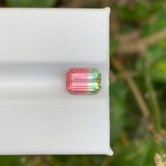 2.20 Carat Natural Loose Bicolor Watermelon Tourmaline Emerald Cut Afghan Gem