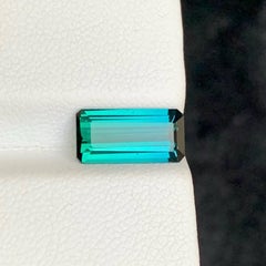 2.20 Carat Natural Loose Blue Greenish Tourmaline Emerald Cut Afghan Gemstone