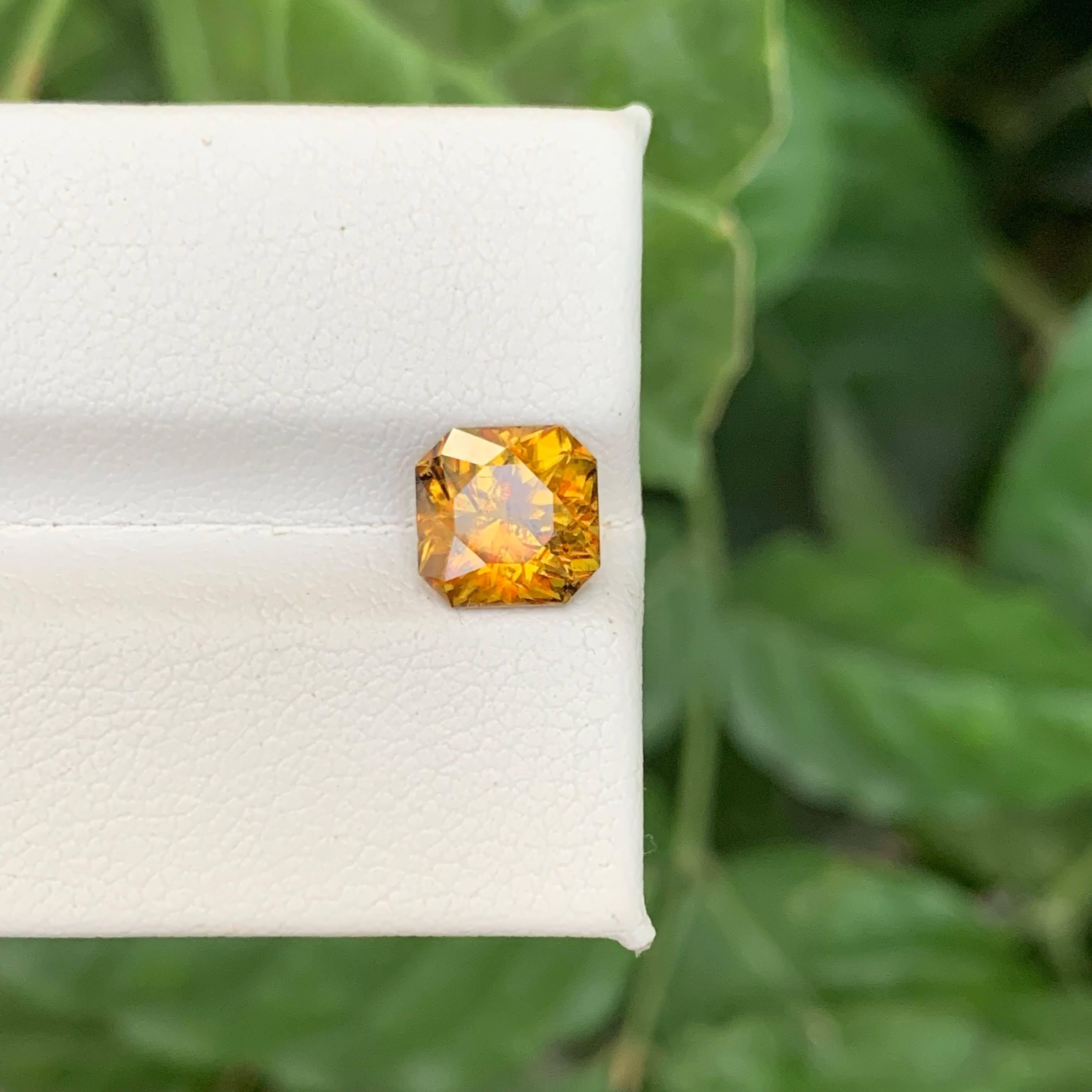 2.20 Carat Natural Loose Fire Effect Sphene Asscher Cut Madagascar's Gemstone For Sale 5