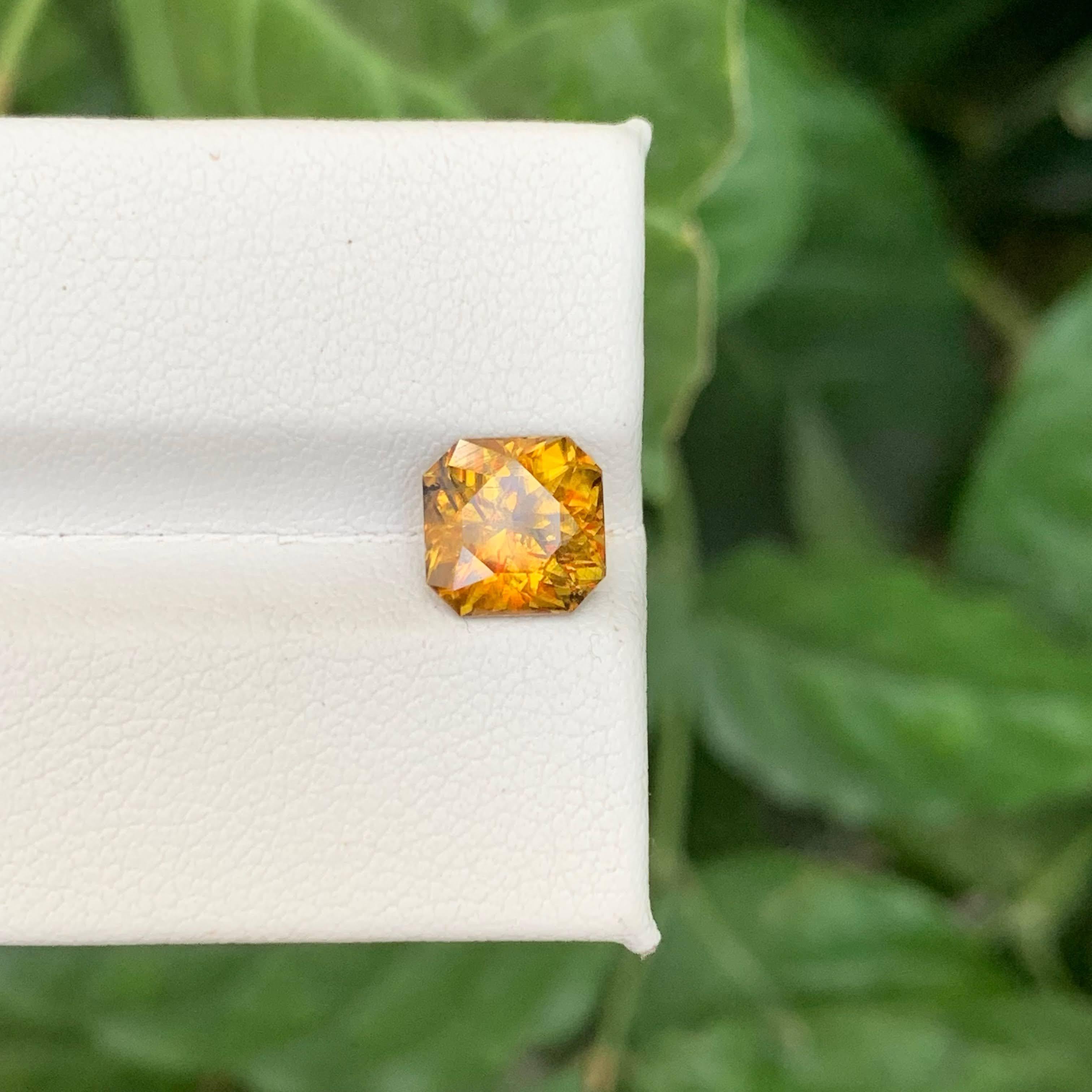 2.20 Carat Natural Loose Fire Effect Sphene Asscher Cut Madagascar's Gemstone For Sale 6