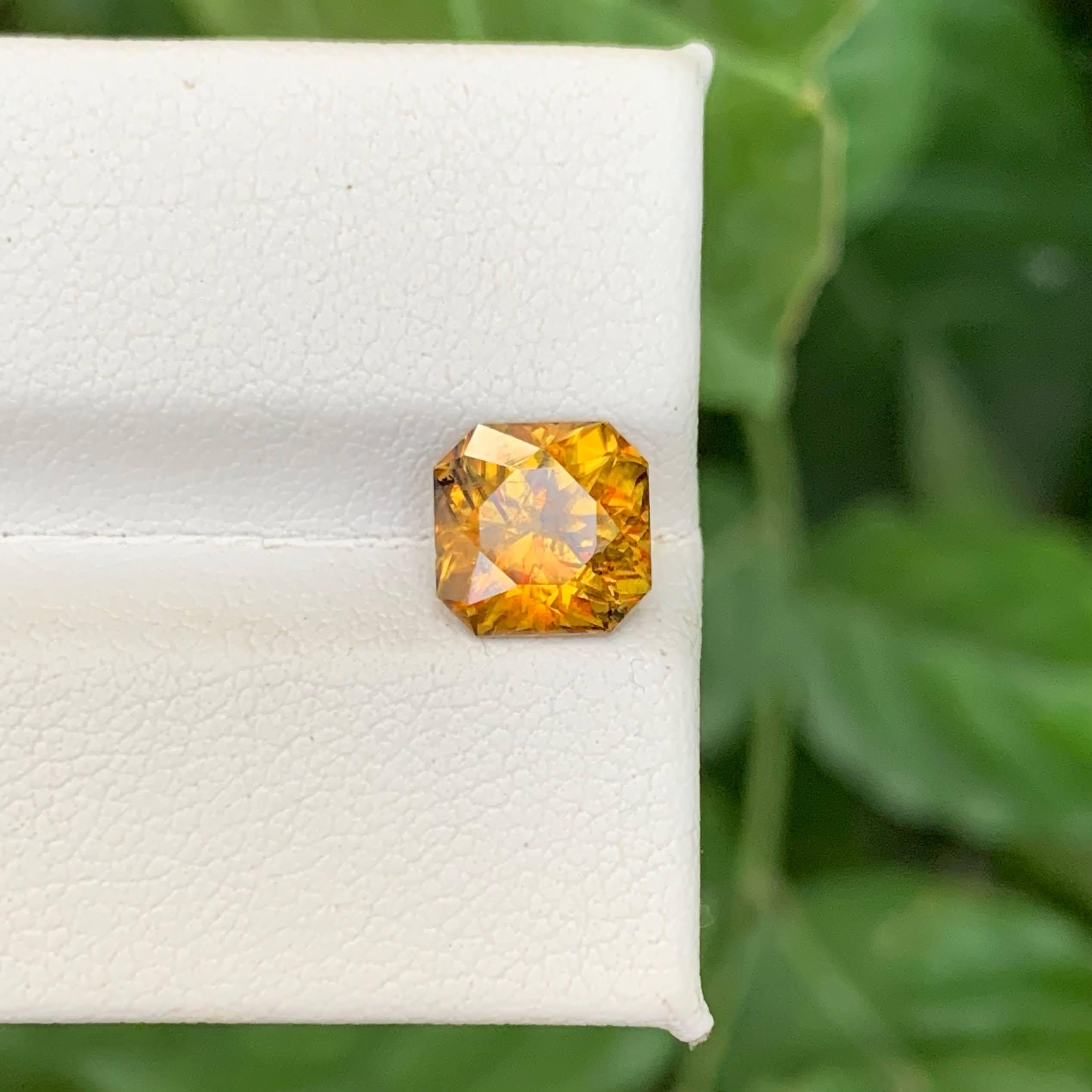 Weight 2.20 carat 
Dimensions 7.5x7.4x5.3mm
Treatment None 
Origin Africa
Clarity VVS 
Shape Cut  Asscher 




This 2.20 Carat Natural Fire Effect Sphene from Madagascar showcases a mesmerizing display of fiery brilliance and color dispersion that
