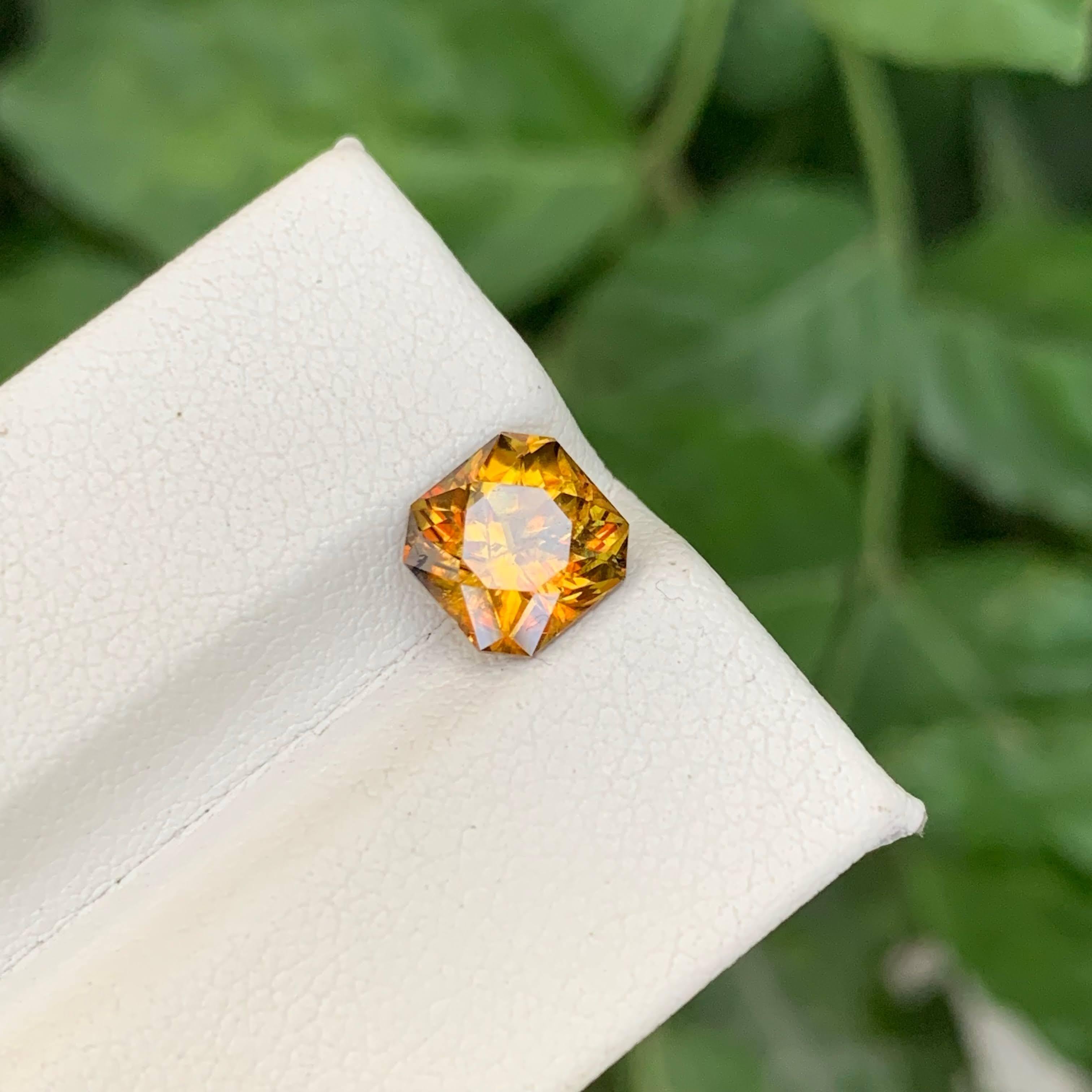 Modern 2.20 Carat Natural Loose Fire Effect Sphene Asscher Cut Madagascar's Gemstone For Sale