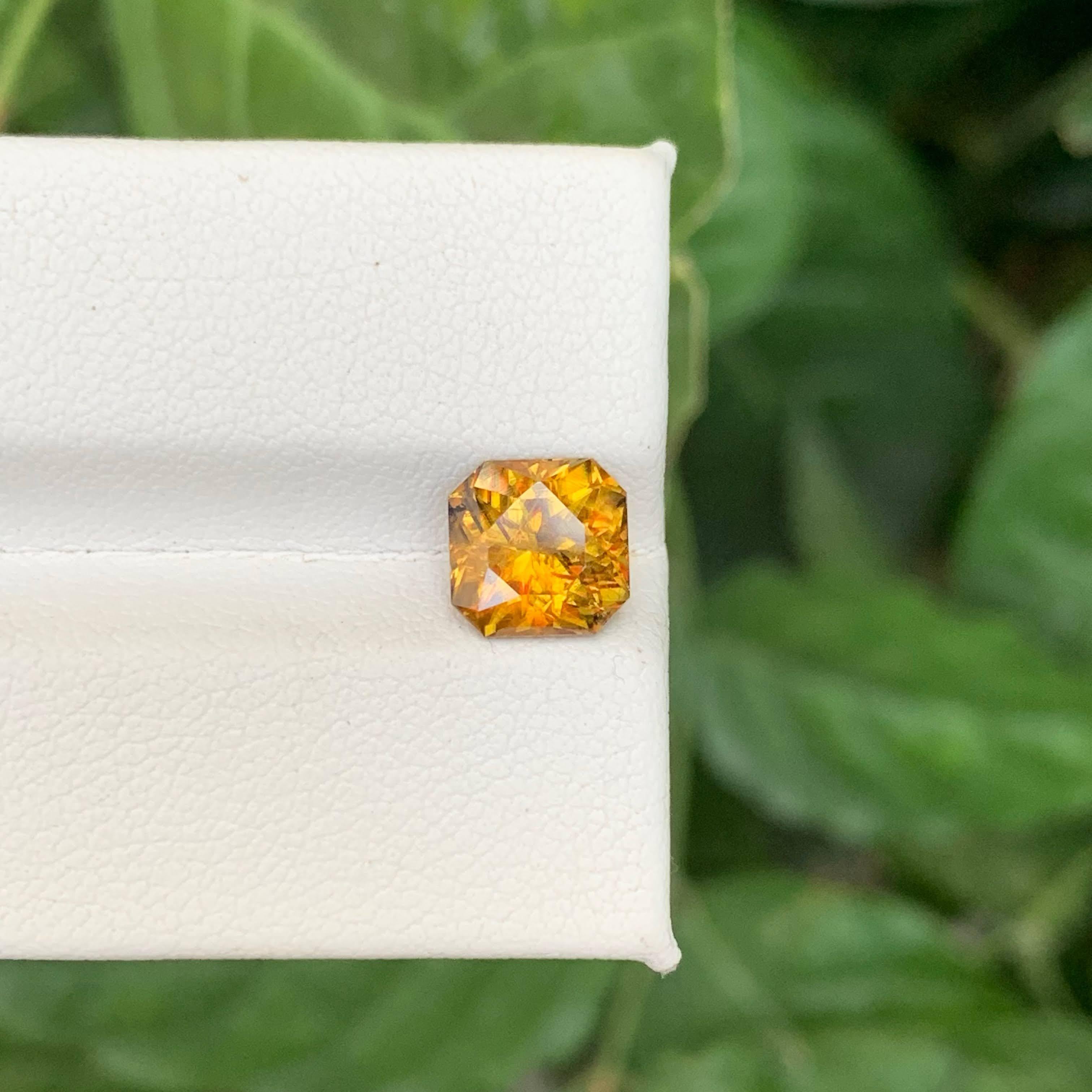 2.20 Carat Natural Loose Fire Effect Sphene Asscher Cut Madagascar's Gemstone In New Condition For Sale In Bangkok, TH