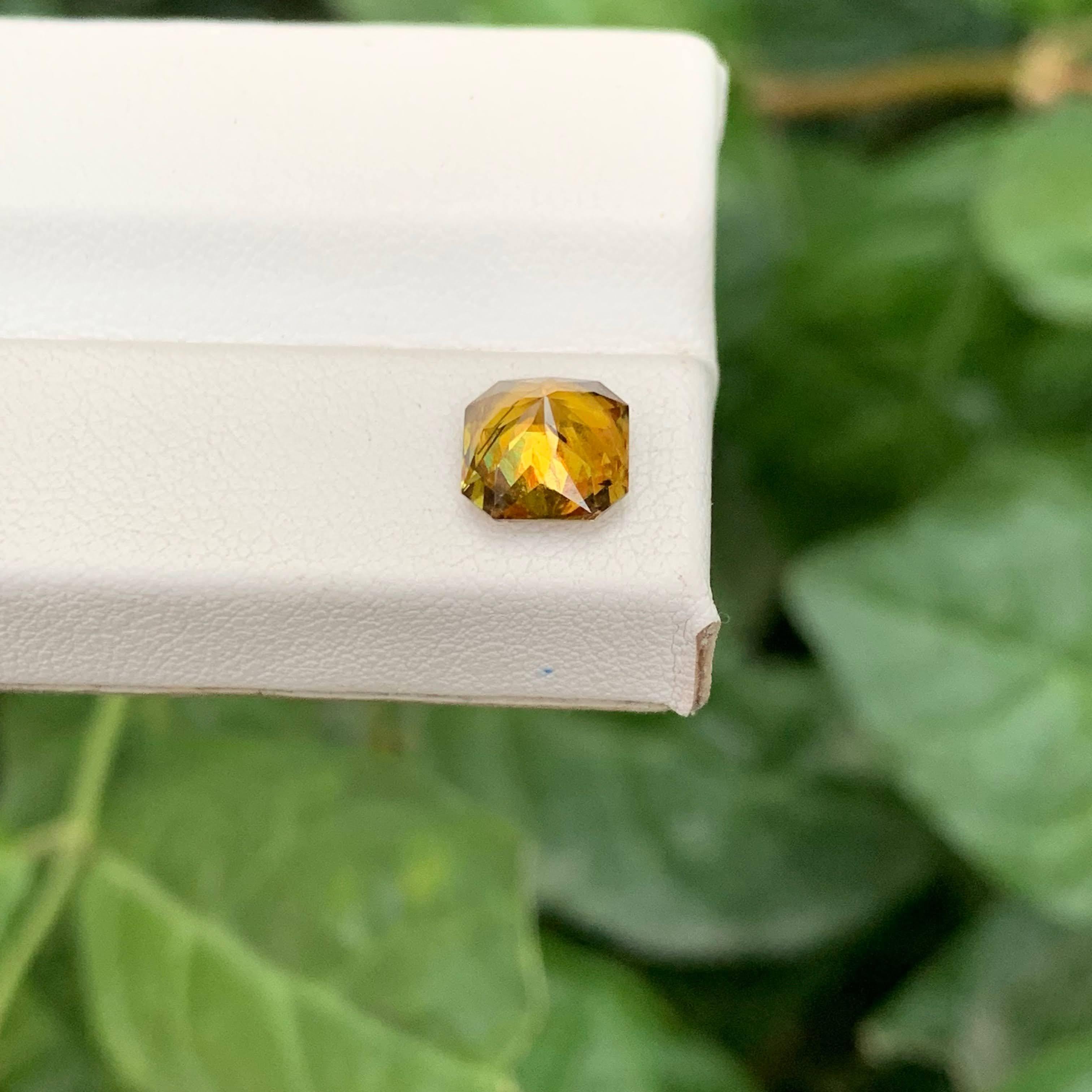 2.20 Carat Natural Loose Fire Effect Sphene Asscher Cut Madagascar's Gemstone For Sale 3