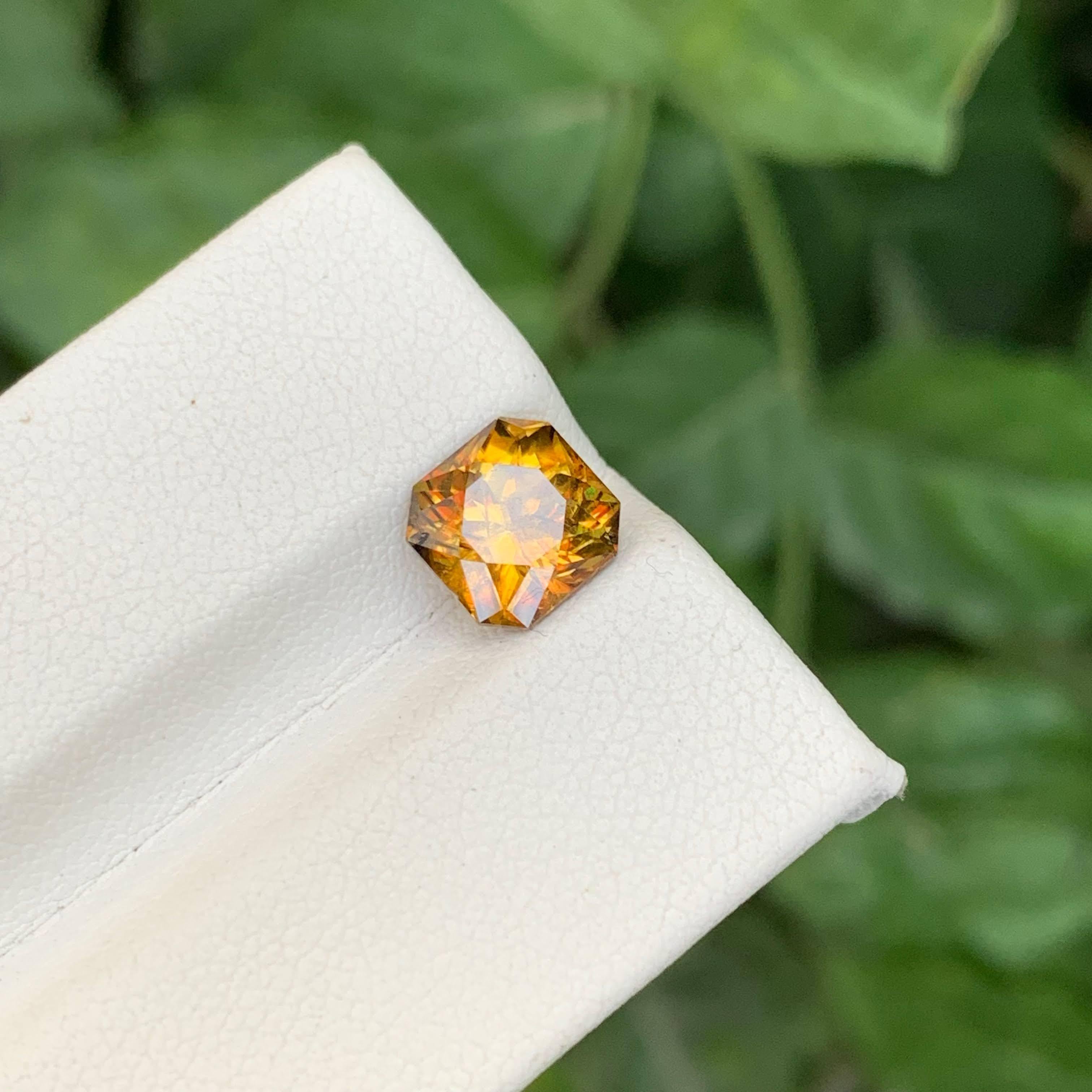 2.20 Carat Natural Loose Fire Effect Sphene Asscher Cut Madagascar's Gemstone For Sale 4