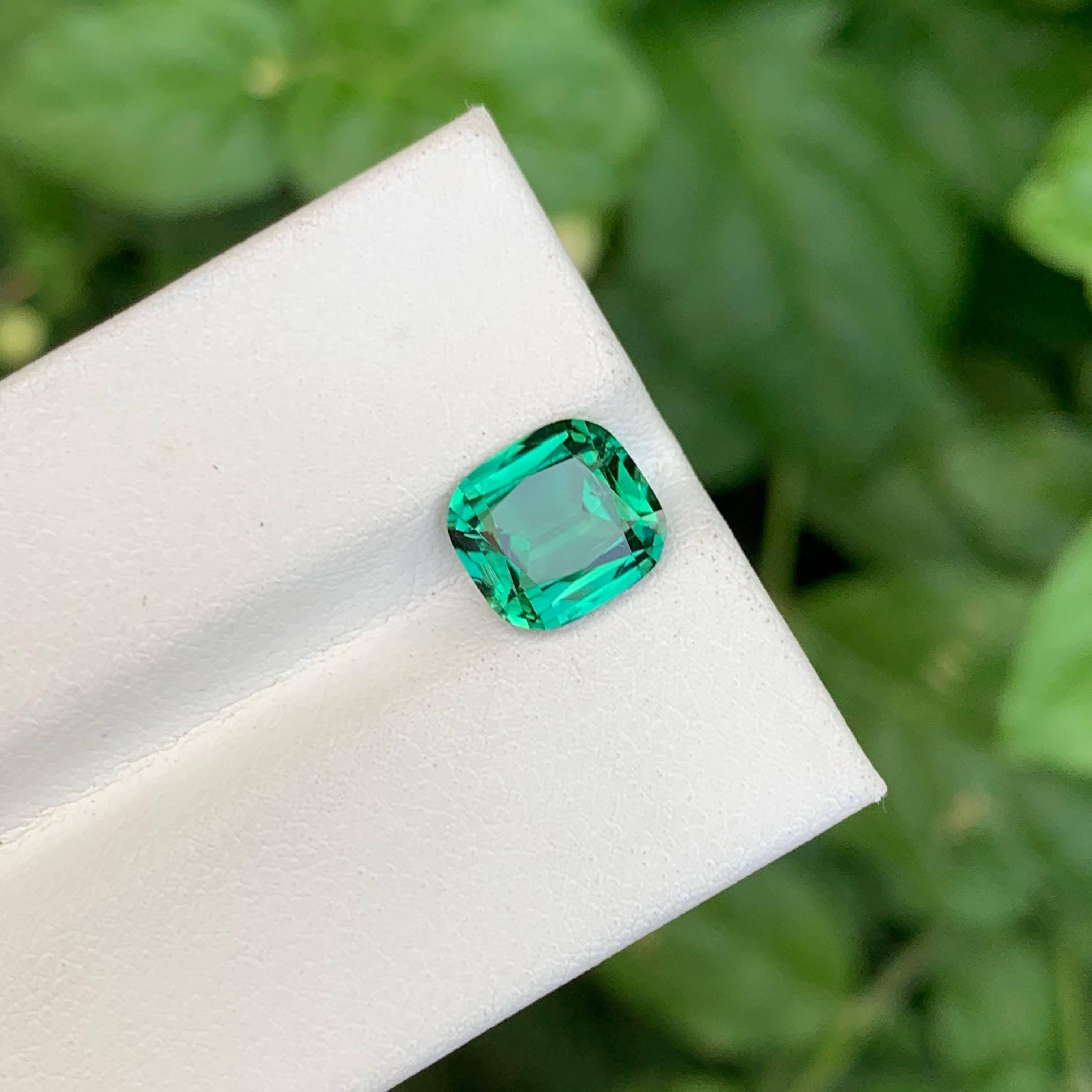 2.20 Carat Natural Loose Lagoon Tourmaline Stone Cushion Cut Afghan Gemstone For Sale 6