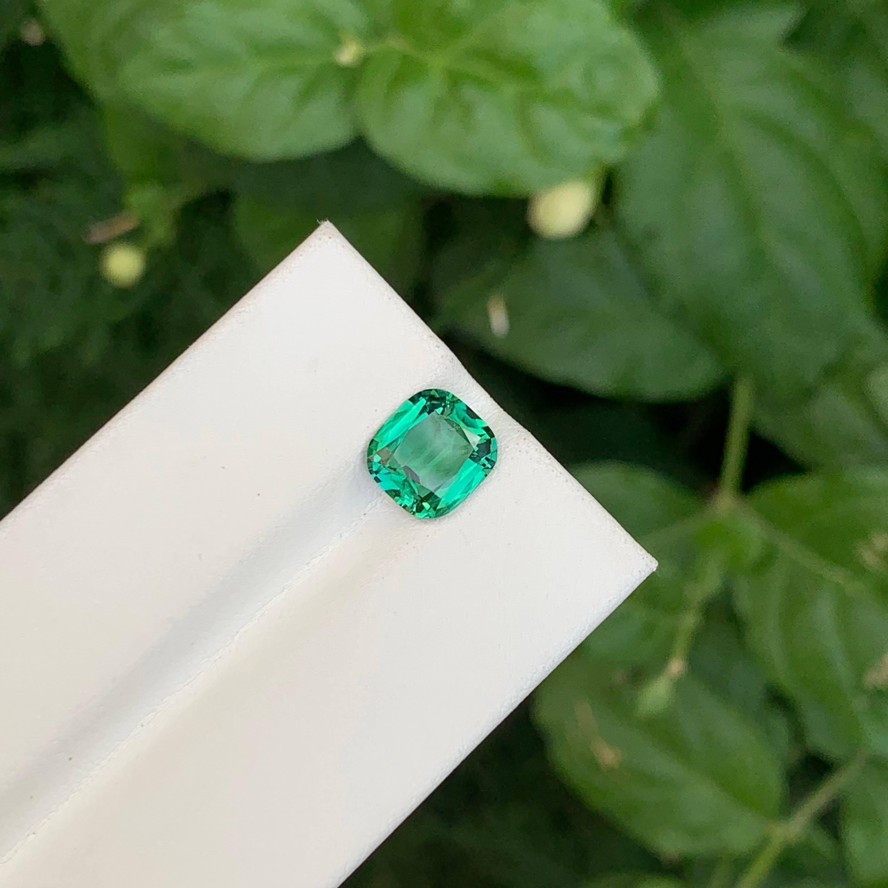 2.20 Carat Natural Loose Lagoon Tourmaline Stone Cushion Cut Afghan Gemstone For Sale 1
