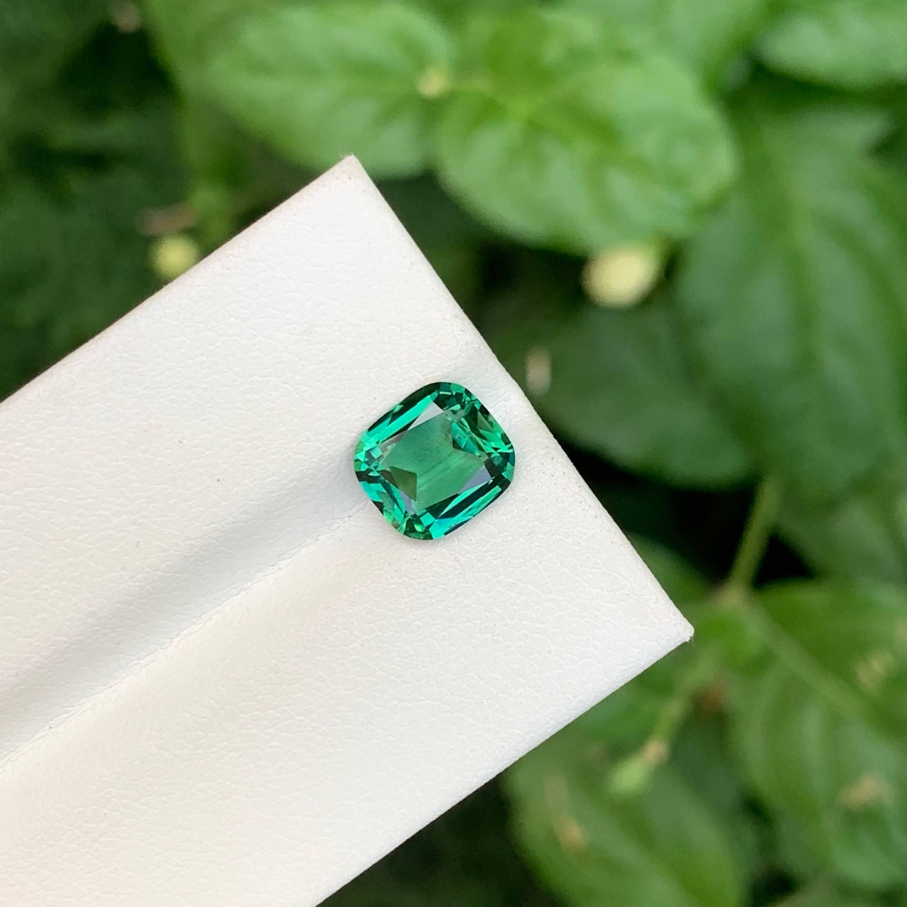 2.20 Carat Natural Loose Lagoon Tourmaline Stone Cushion Cut Afghan Gemstone For Sale 2
