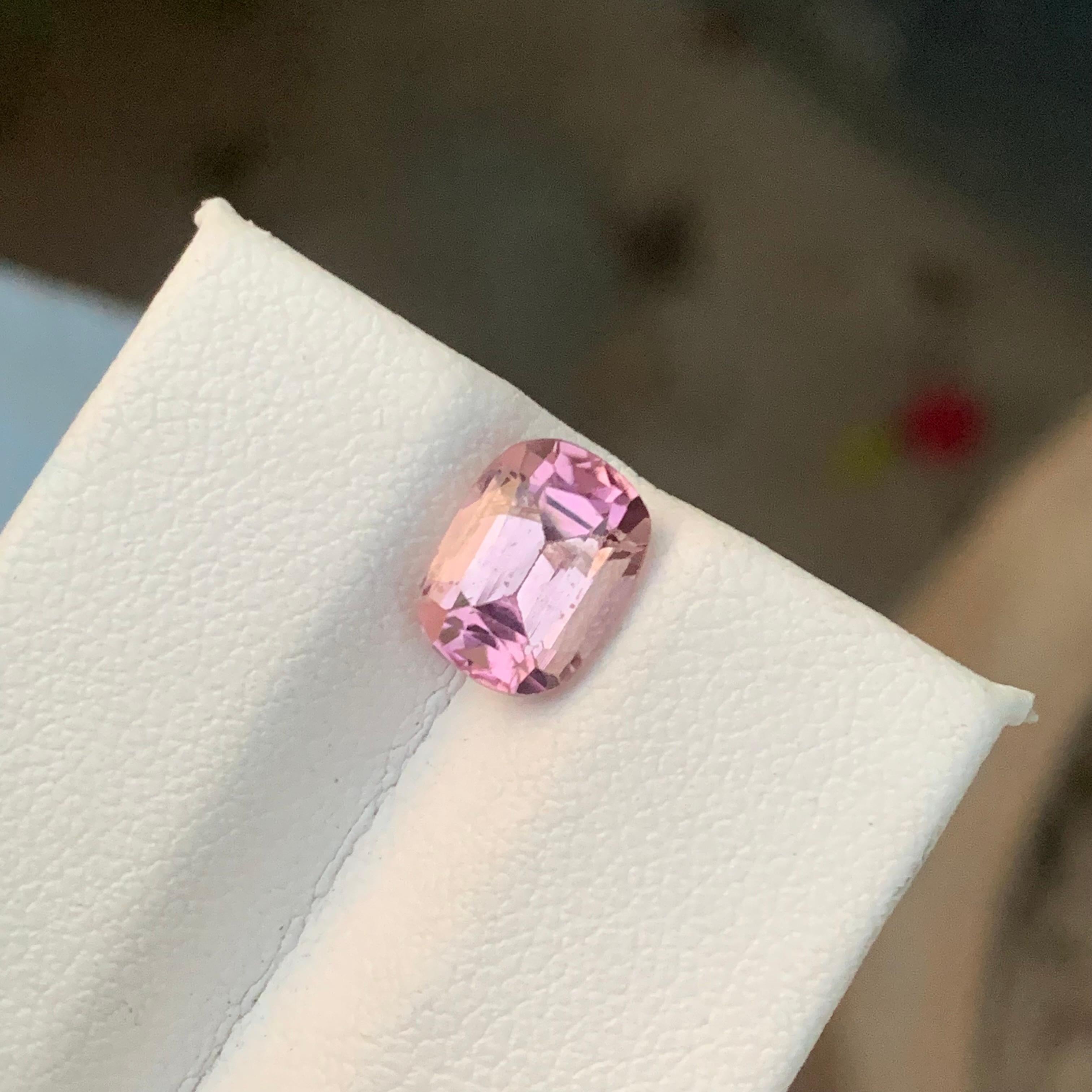 2.20 Carat Natural Loose Pale Pink Tourmaline from Afghanistan Cushion Cut For Sale 2